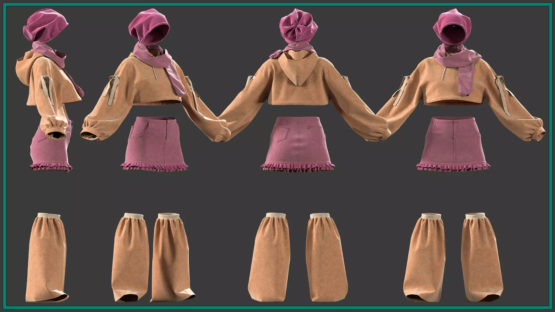 10 Female stylized Clothes 3D model_5