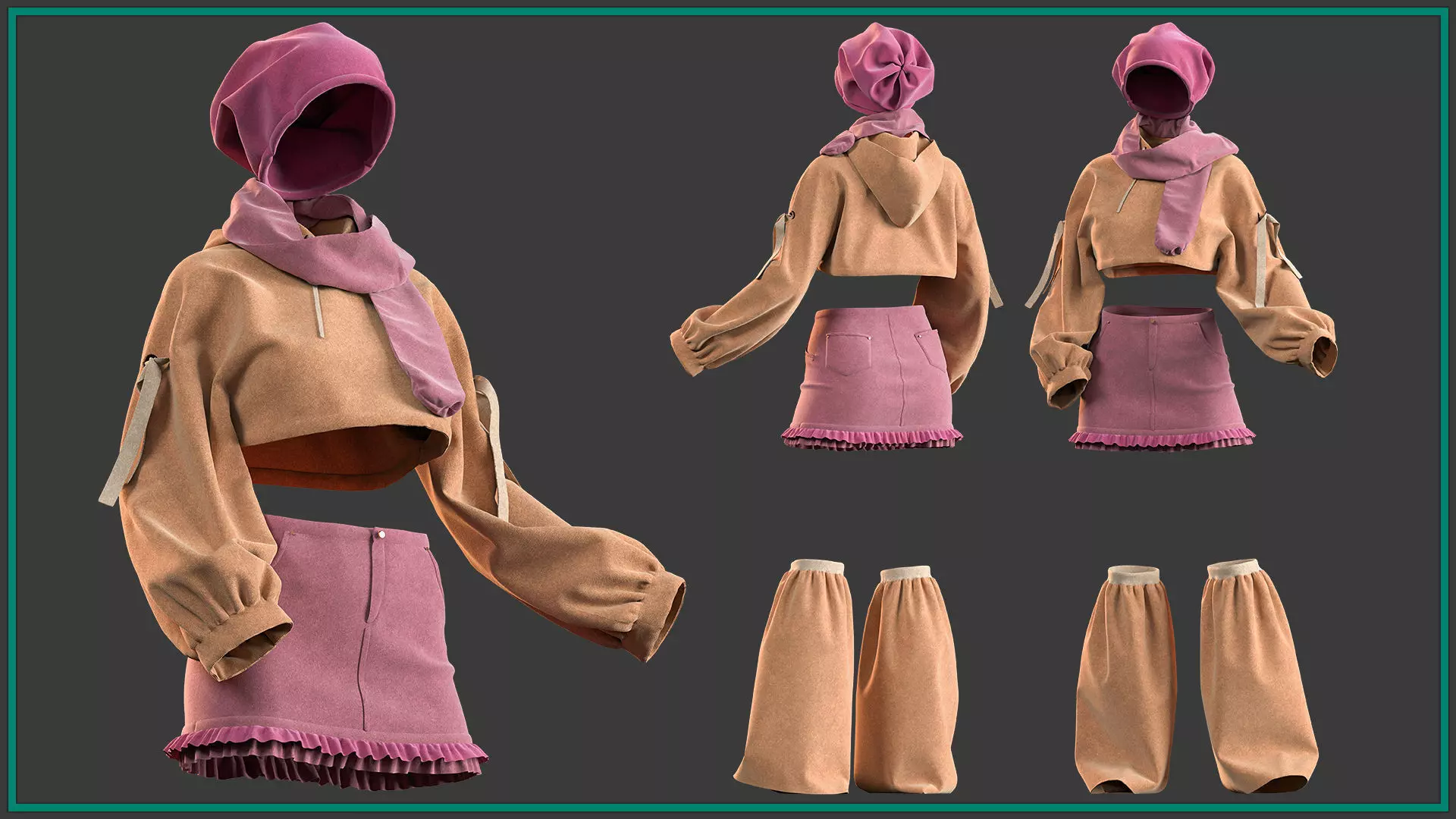 10 Female stylized Clothes 3D model_4