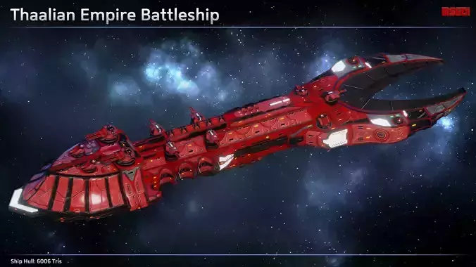 Spaceship Thaalian Empire Battleship Low-poly 3D model