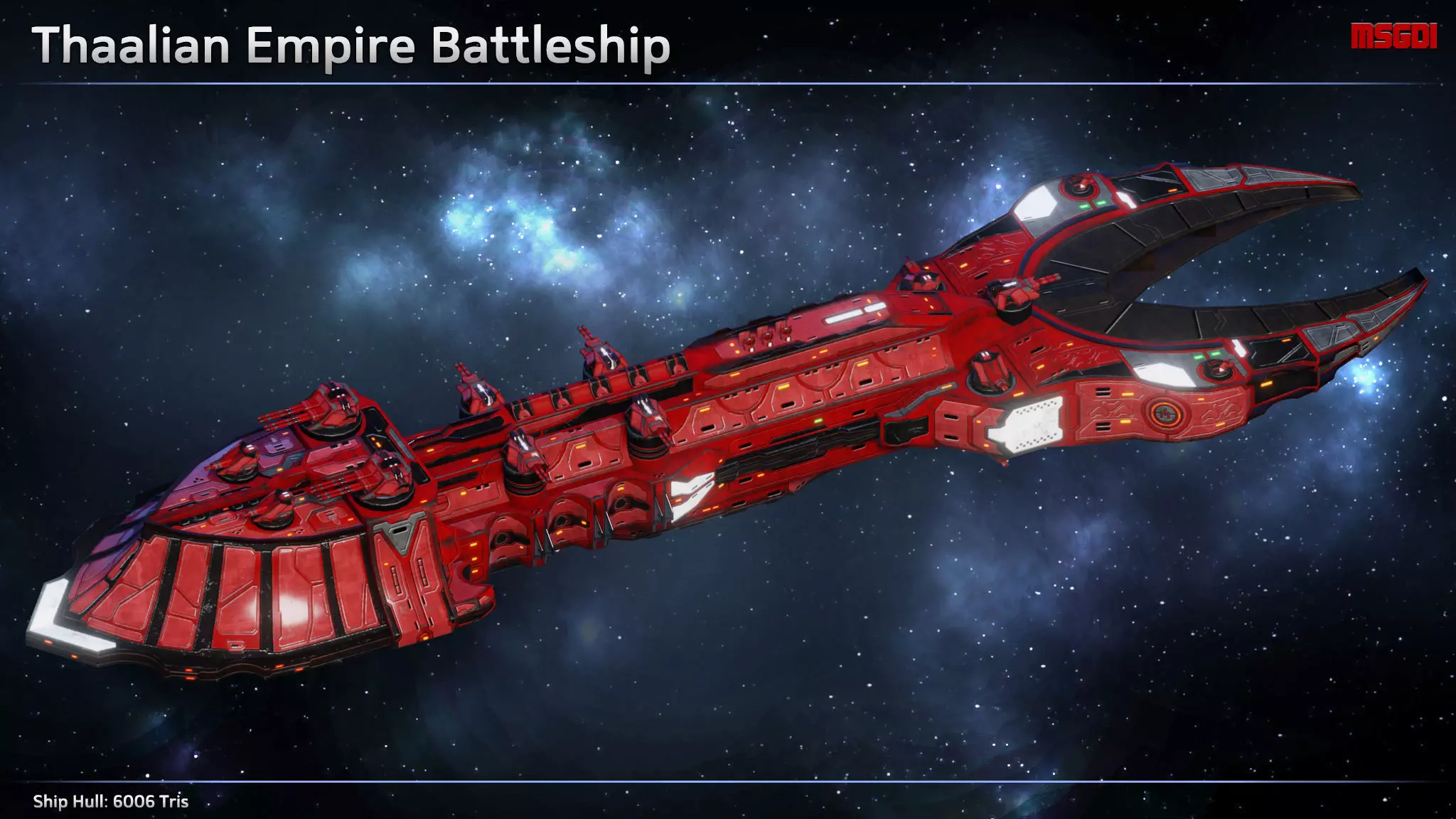 Spaceship Thaalian Empire Battleship Low-poly 3D model_0