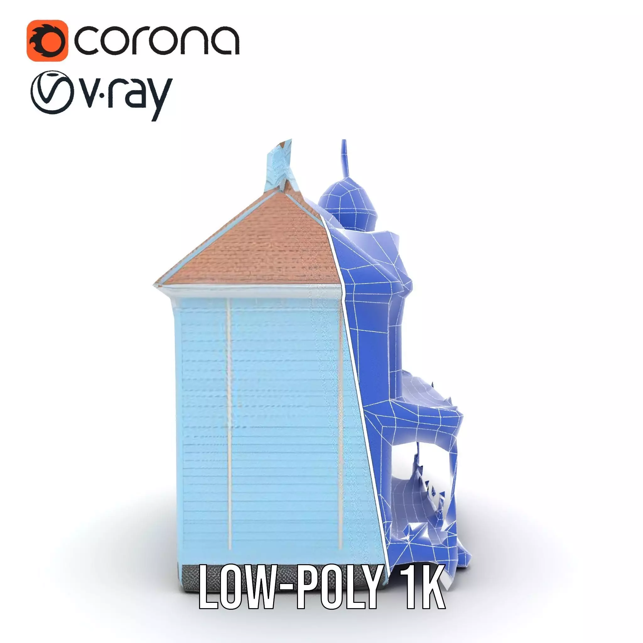 Victorian Blue House model pack Low-poly 3D model_31