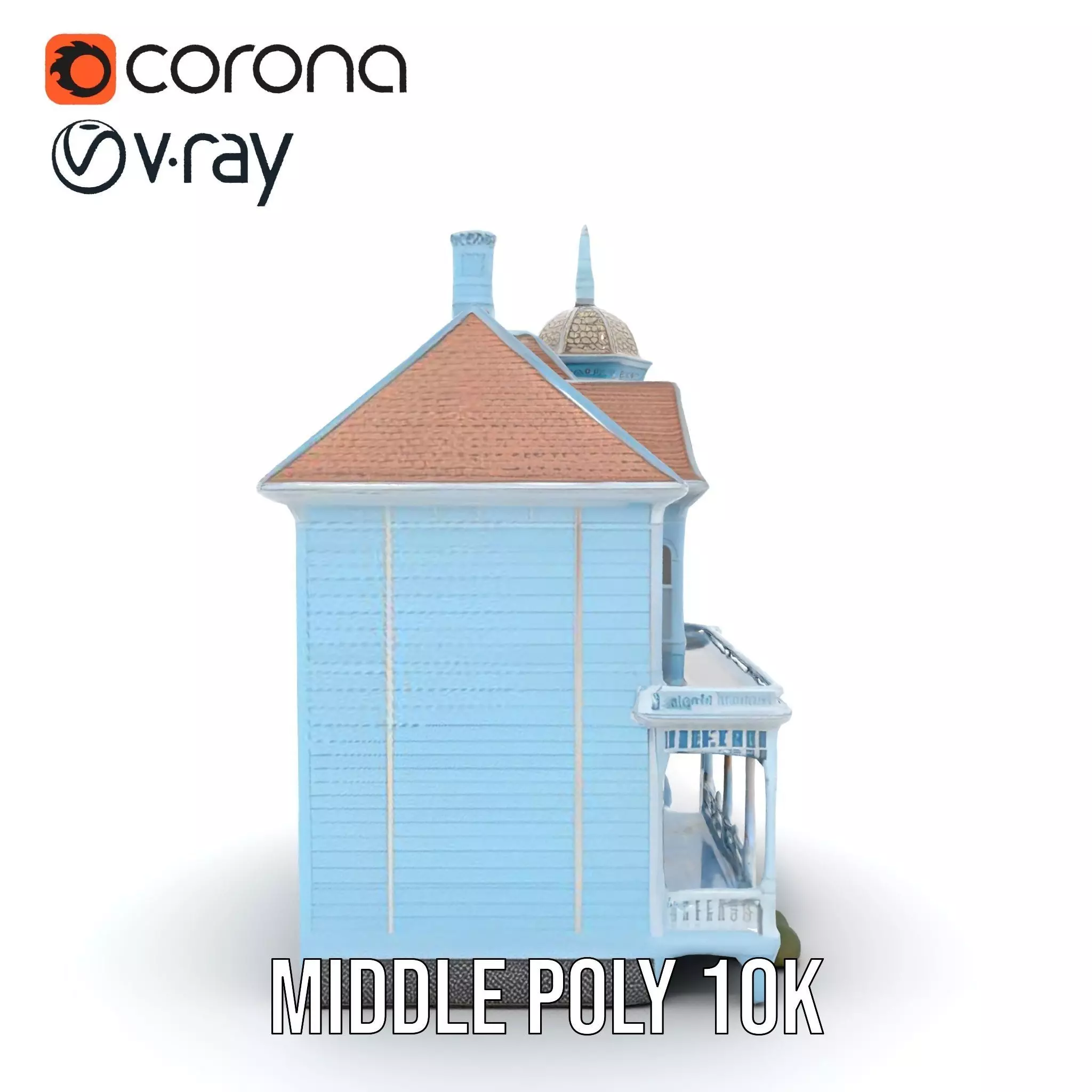 Victorian Blue House model pack Low-poly 3D model_14