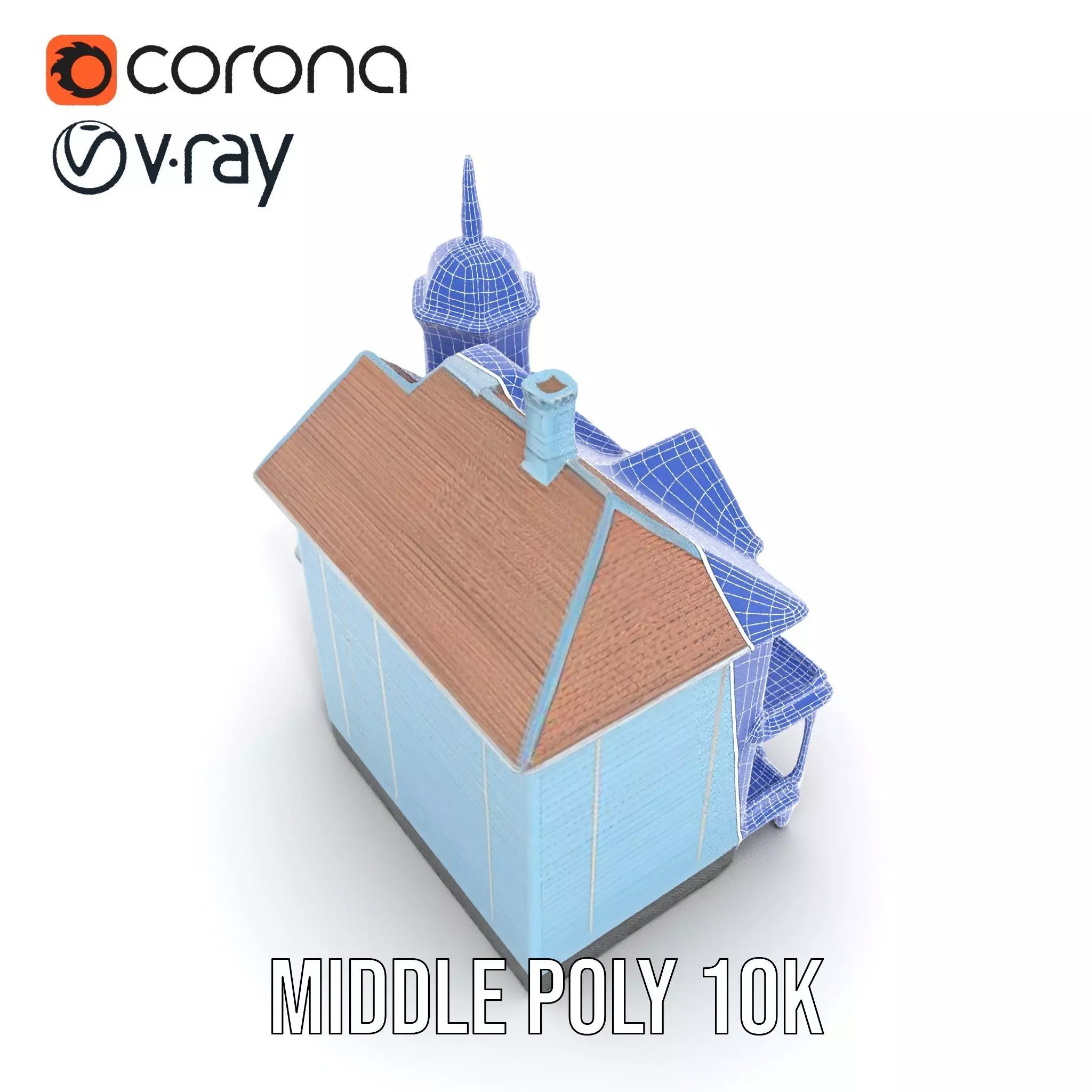 Victorian Blue House model pack Low-poly 3D model_19