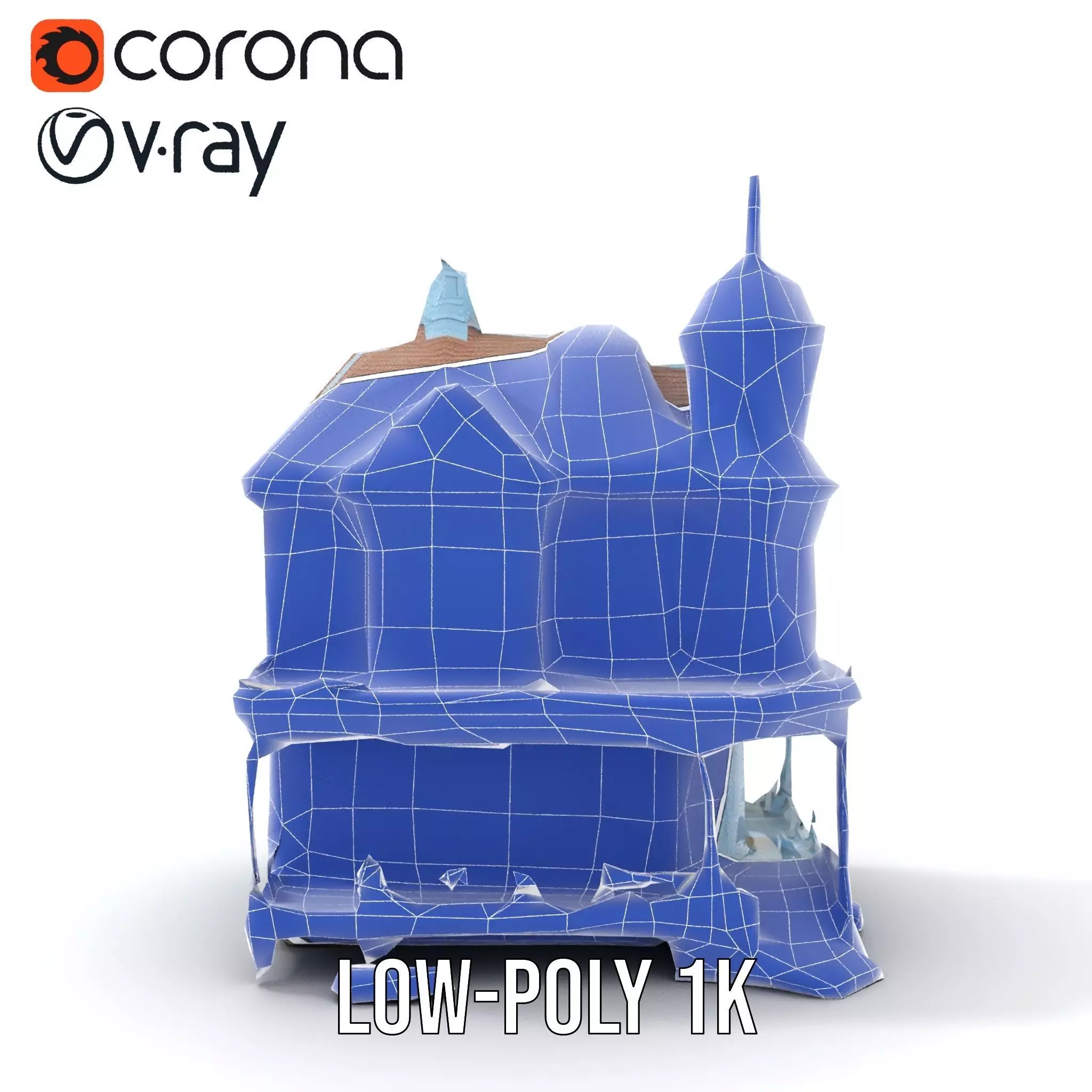 Victorian Blue House model pack Low-poly 3D model_20