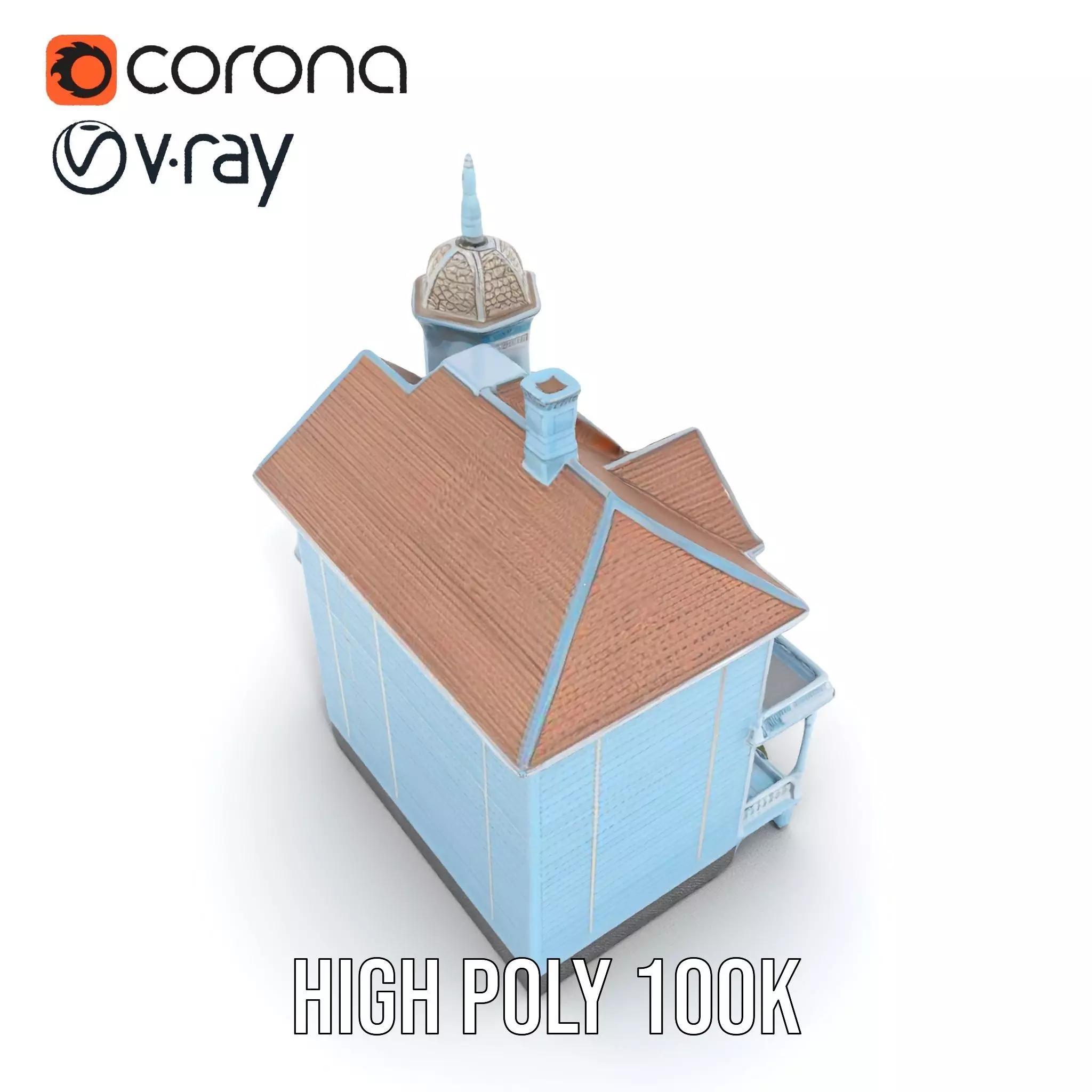 Victorian Blue House model pack Low-poly 3D model_21