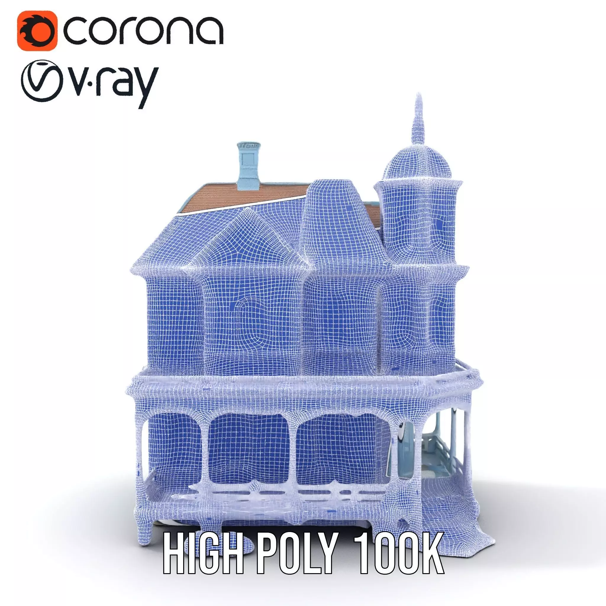 Victorian Blue House model pack Low-poly 3D model_33