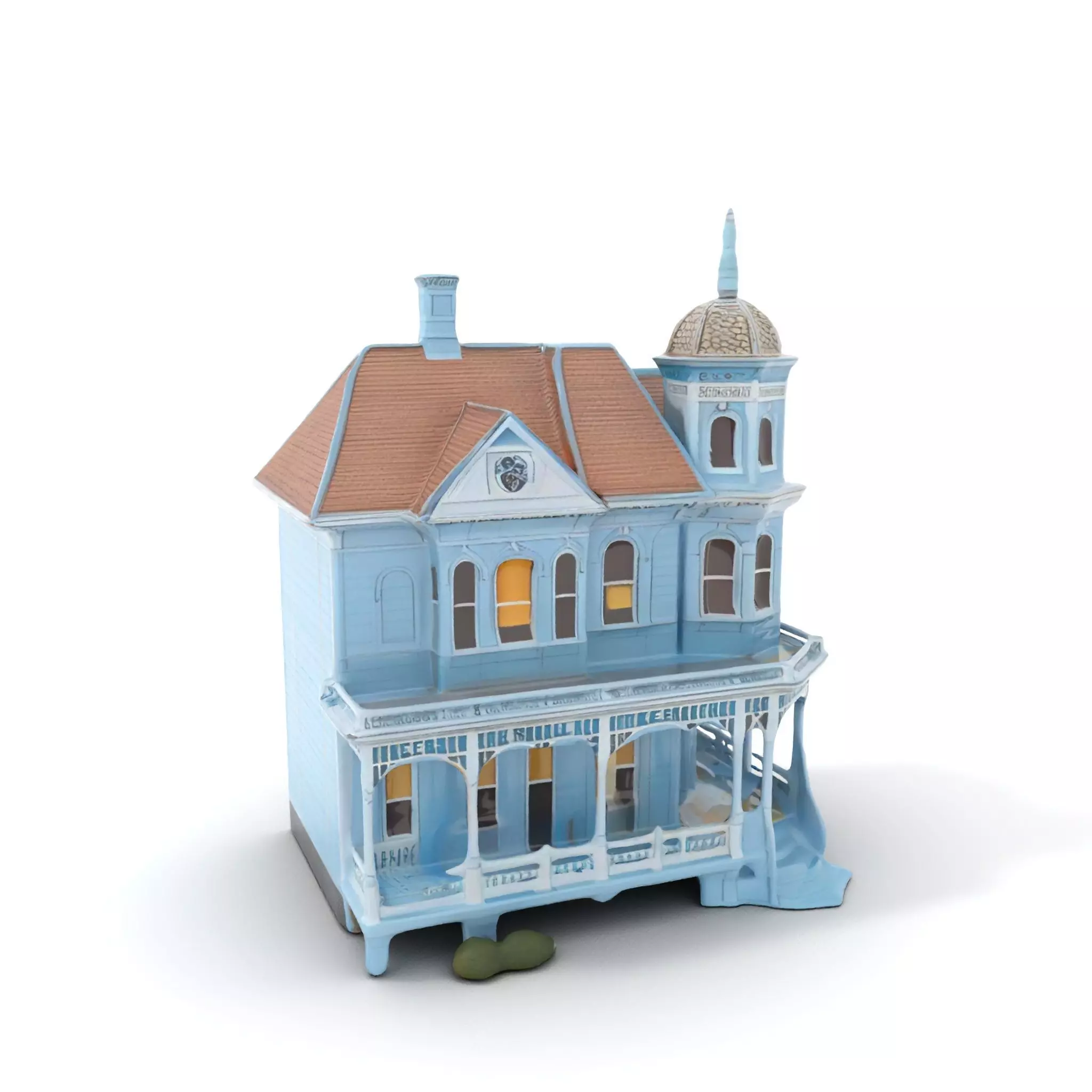 Victorian Blue House model pack Low-poly 3D model_0