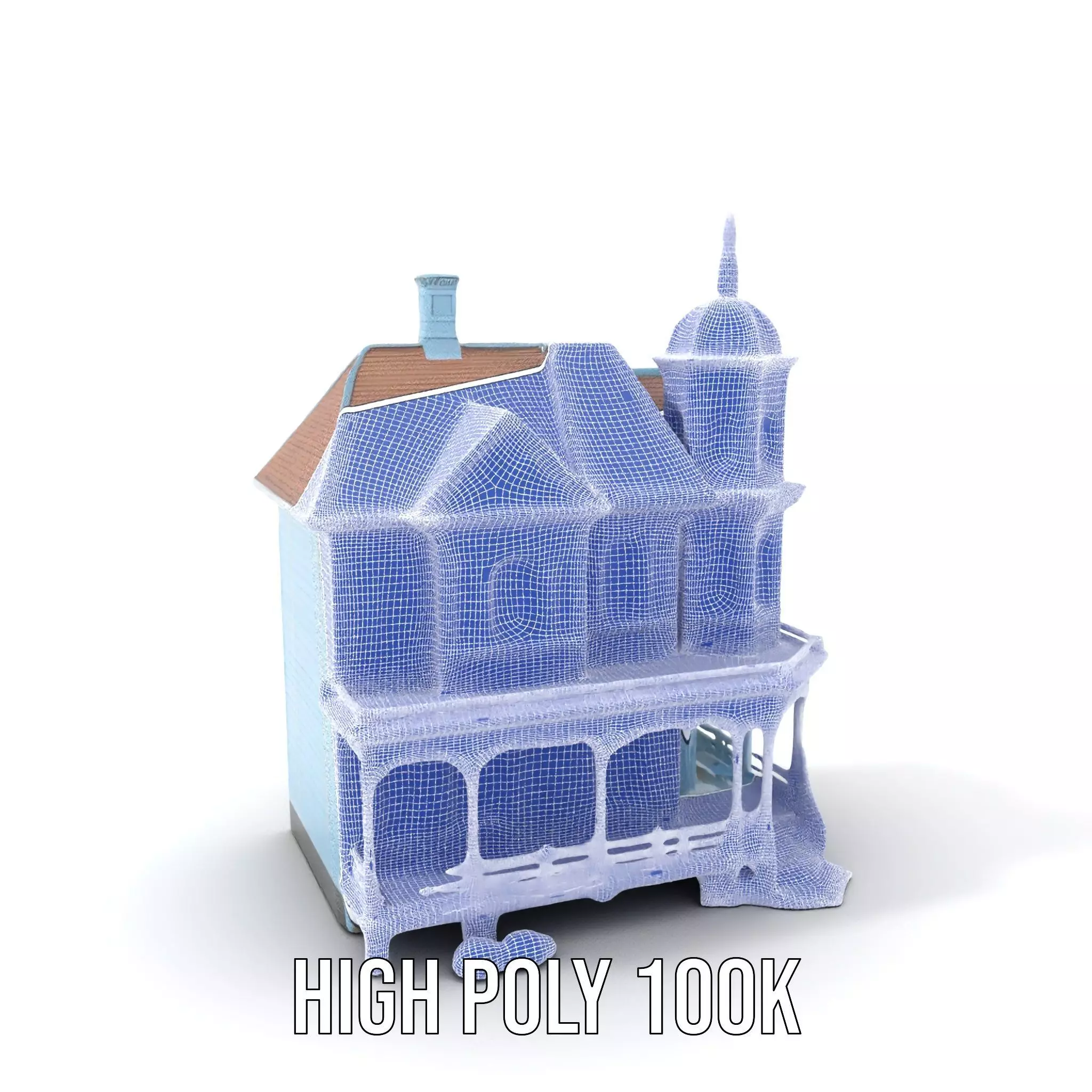 Victorian Blue House model pack Low-poly 3D model_5
