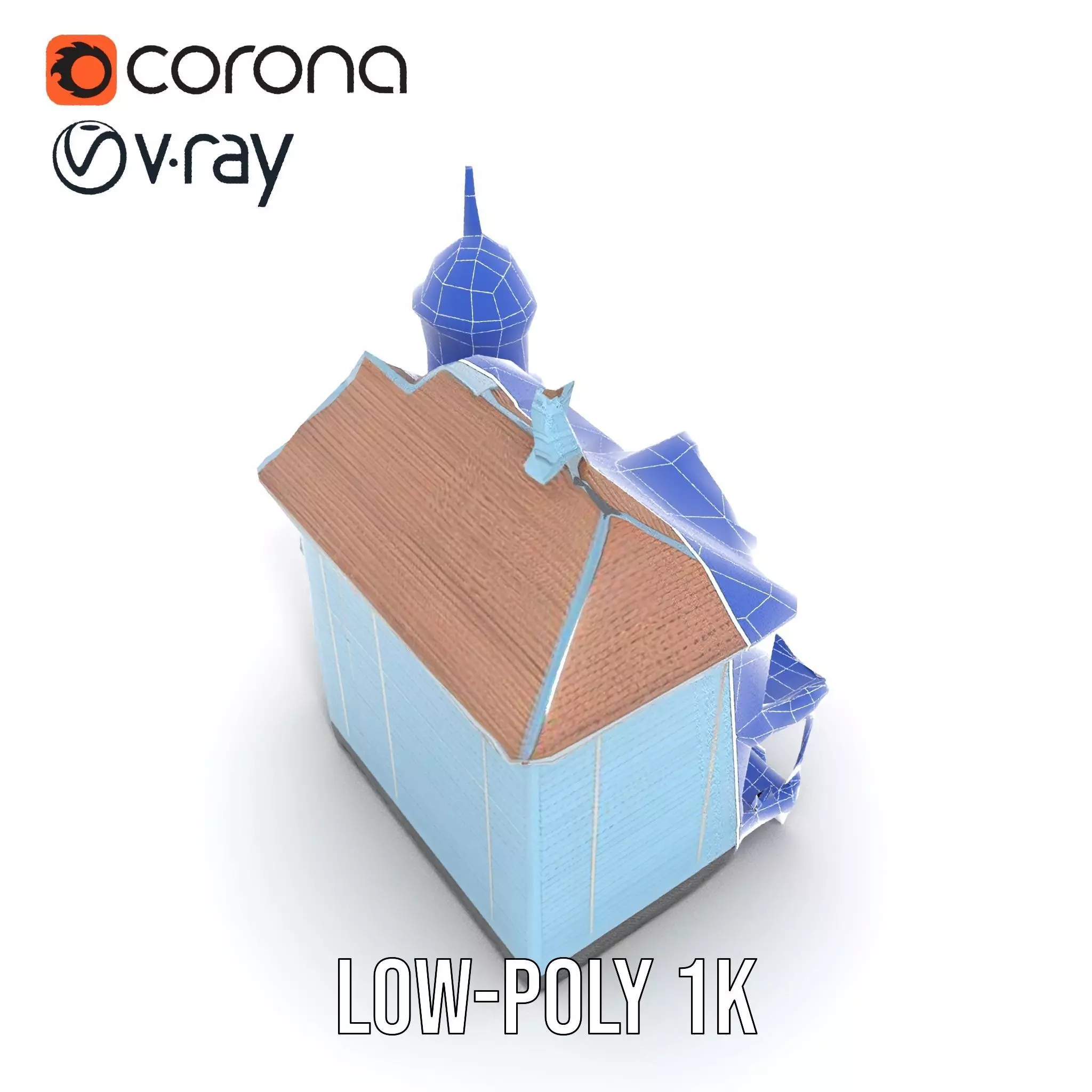 Victorian Blue House model pack Low-poly 3D model_17