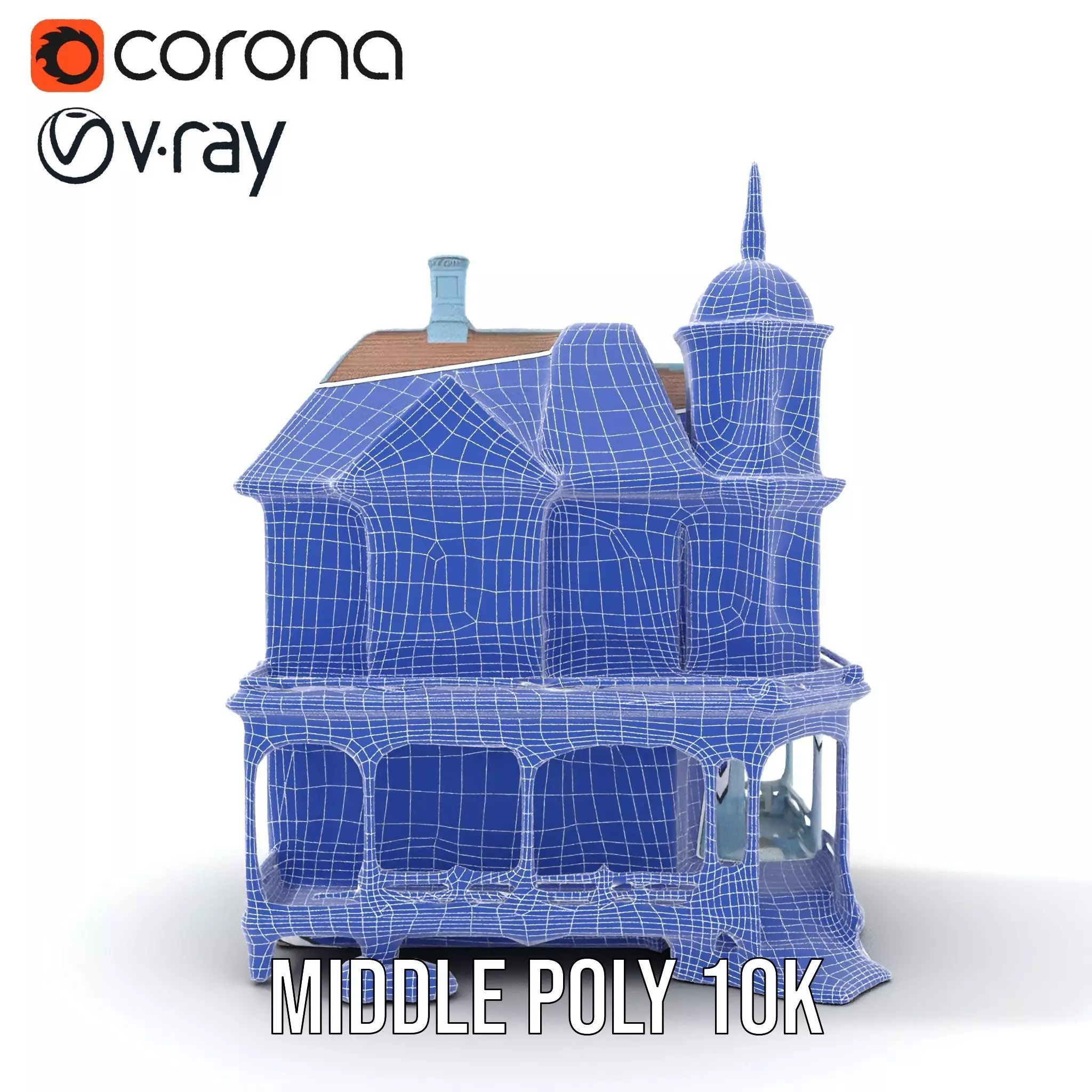 Victorian Blue House model pack Low-poly 3D model_30