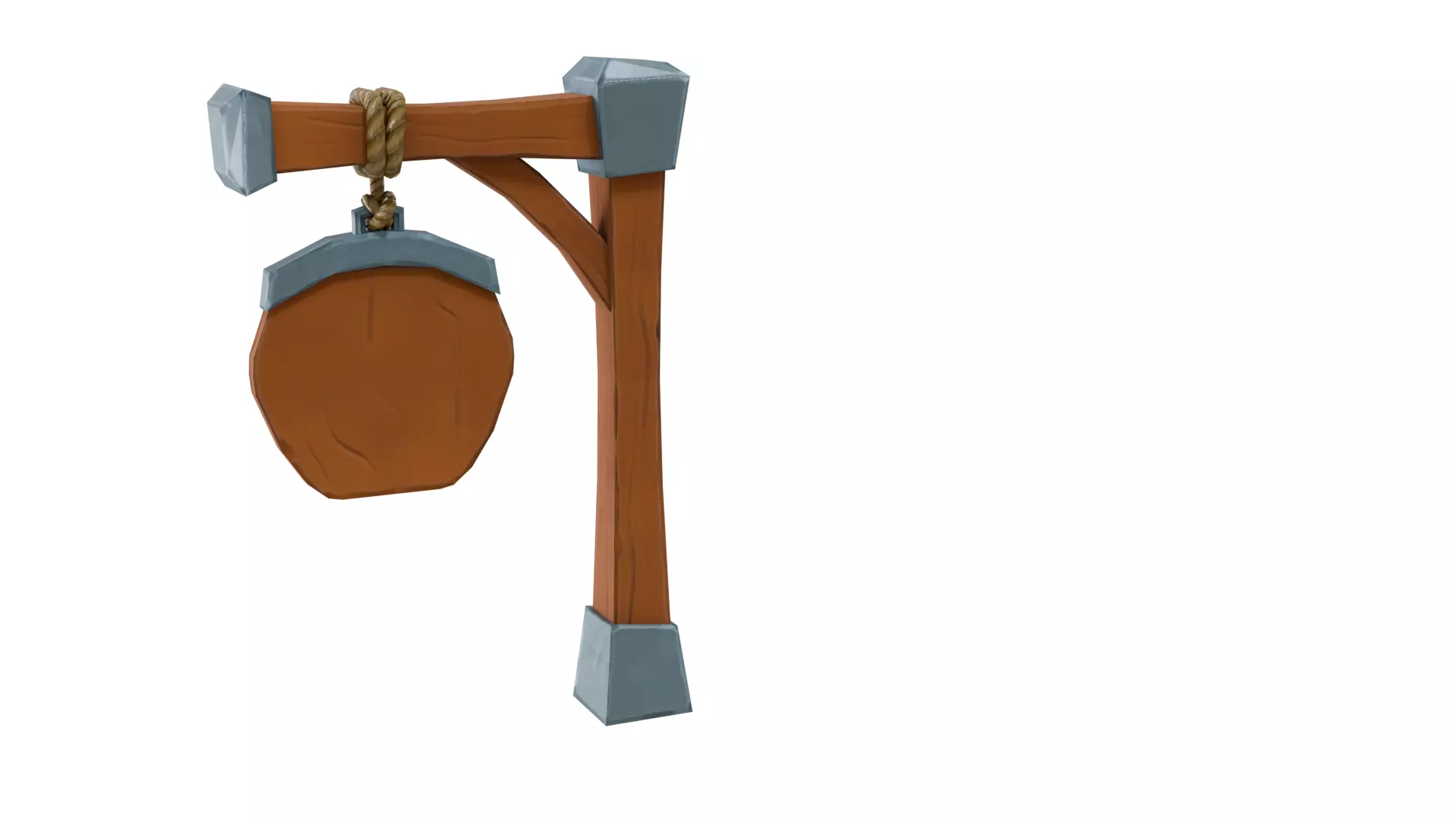 Stylized Wooden Sign 3D Model Low-poly 3D model_5