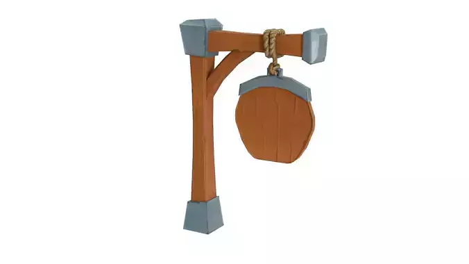 Stylized Wooden Sign 3D Model