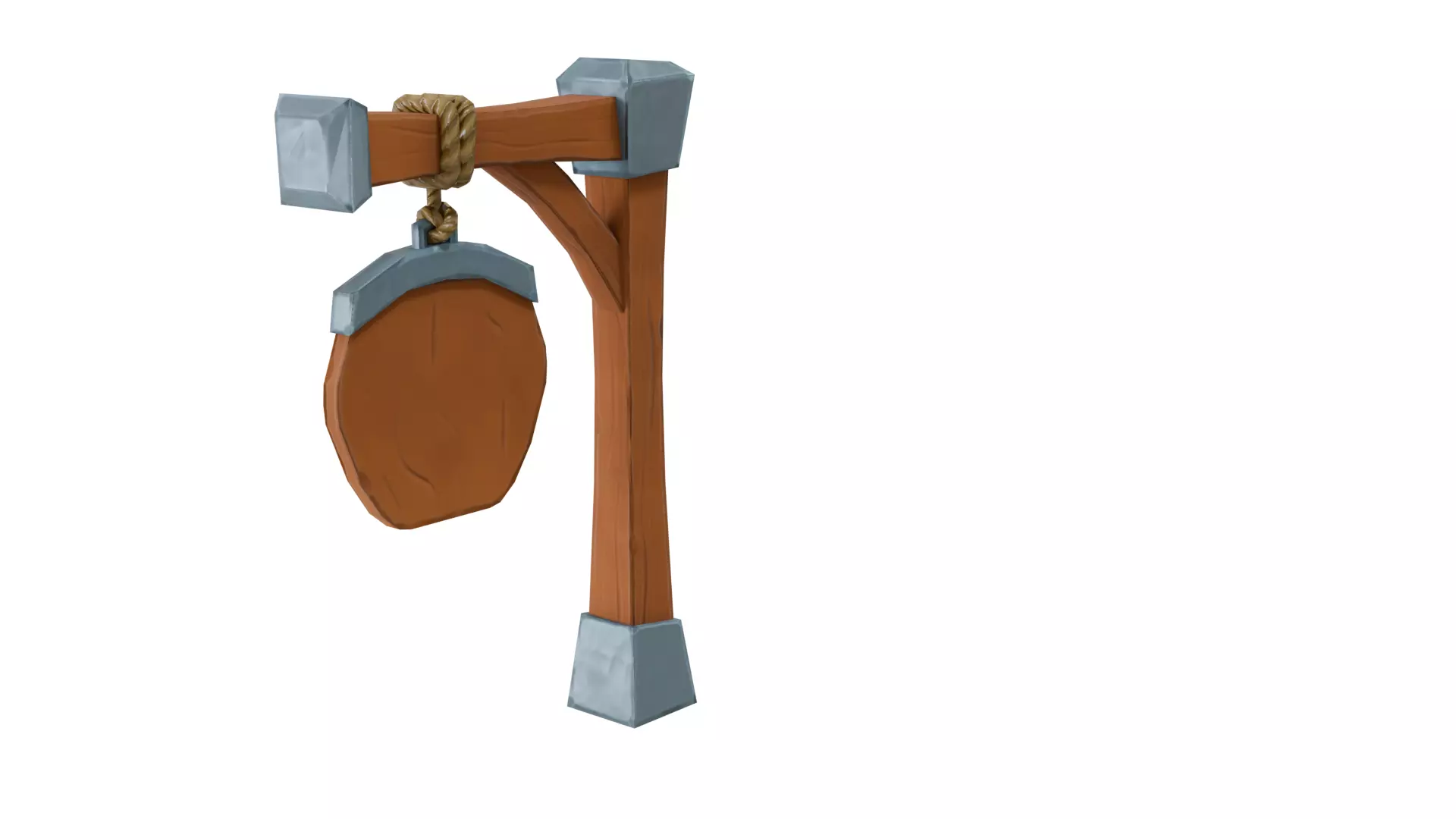 Stylized Wooden Sign 3D Model Low-poly 3D model_4