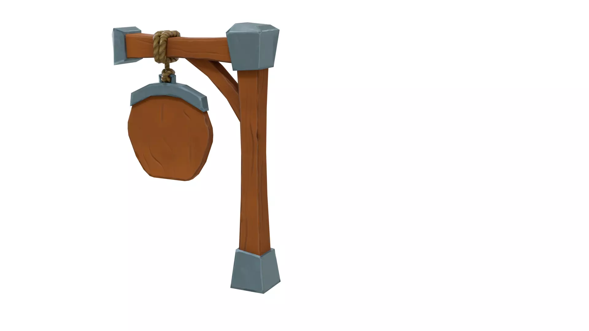 Stylized Wooden Sign 3D Model Low-poly 3D model_7