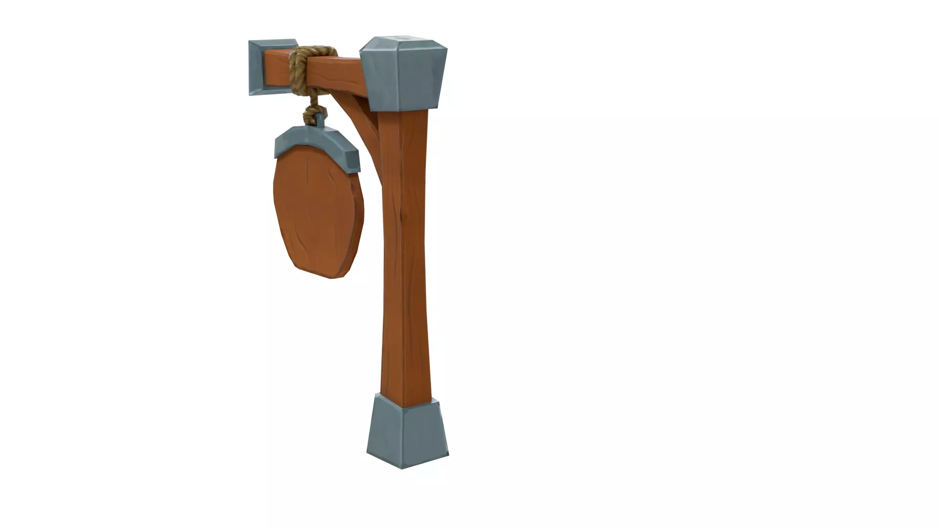 Stylized Wooden Sign 3D Model Low-poly 3D model_8