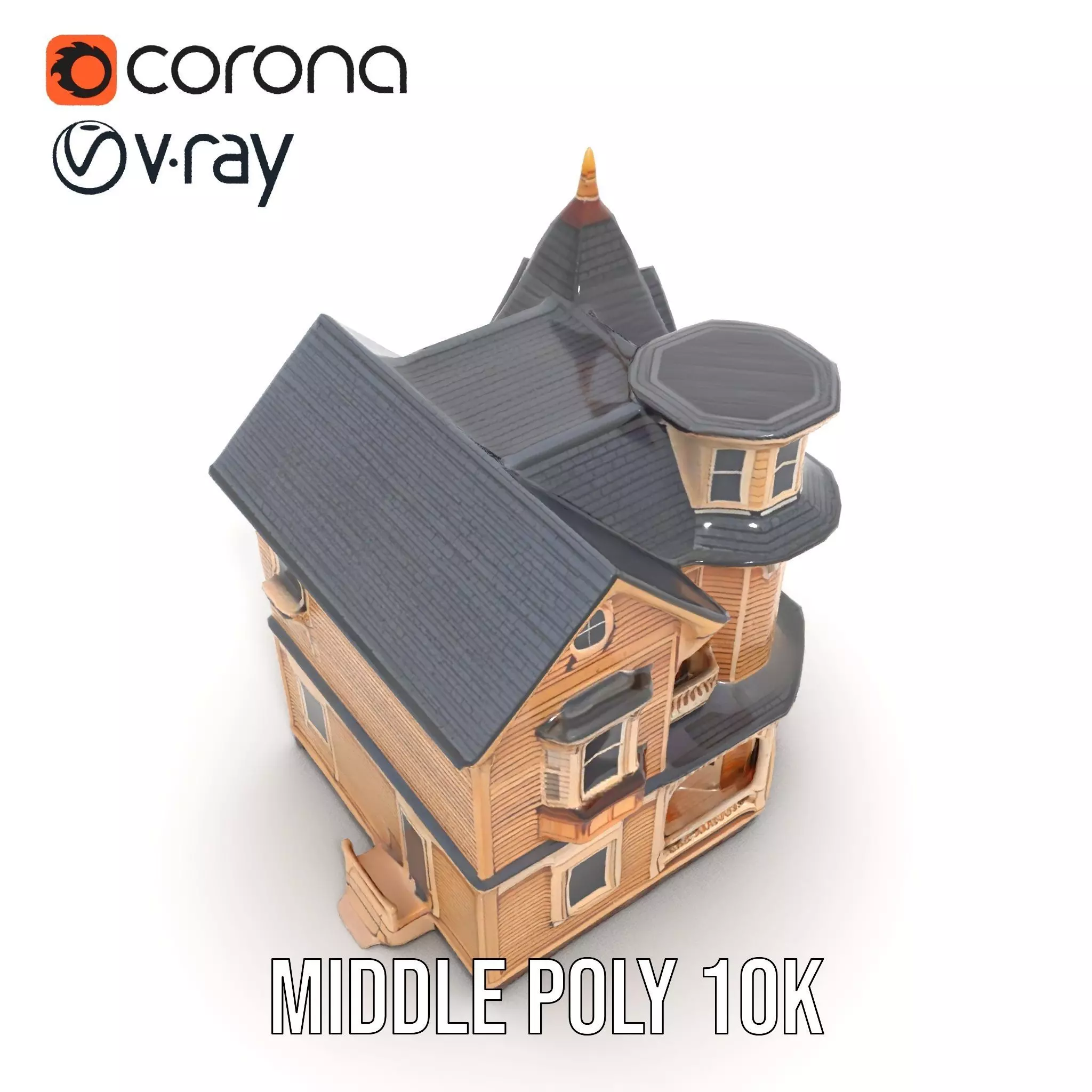 Victorian Wooden House model pack Low-poly 3D model_6