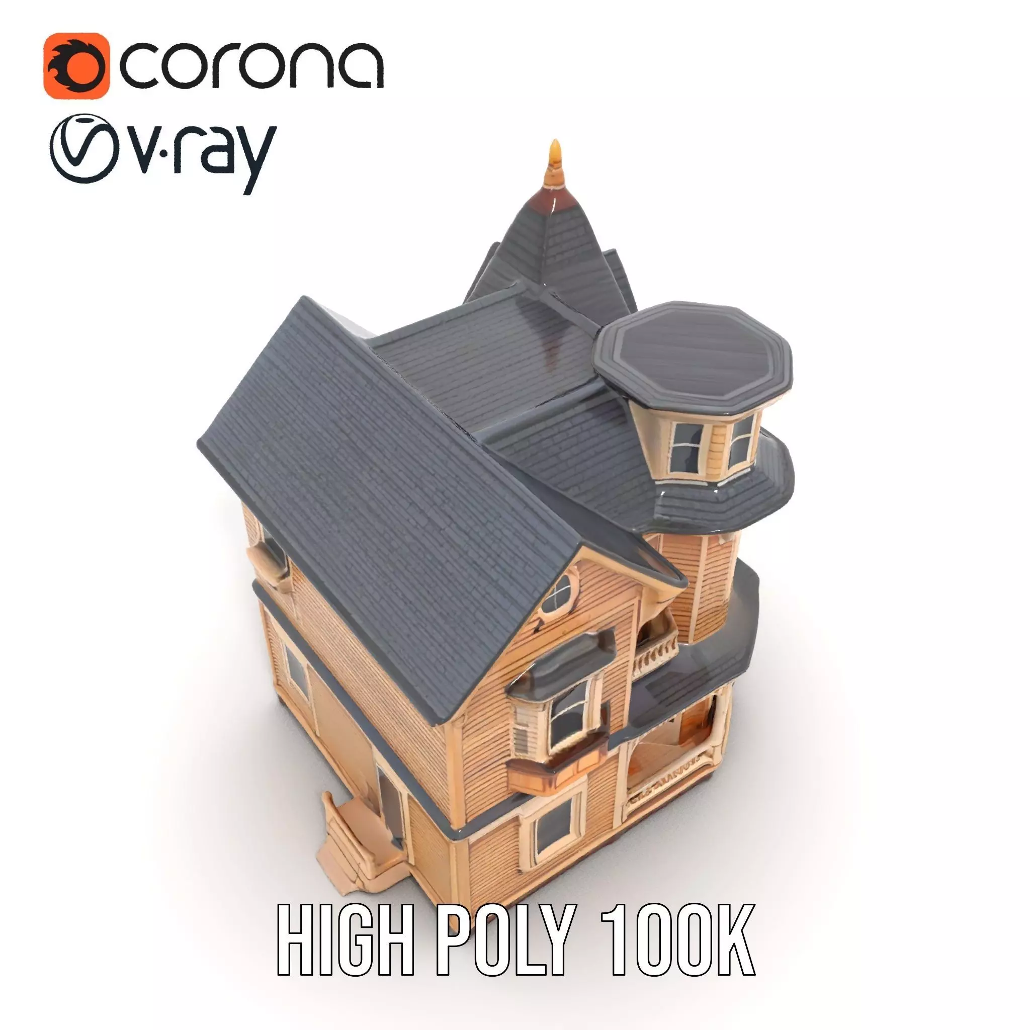 Victorian Wooden House model pack Low-poly 3D model_21