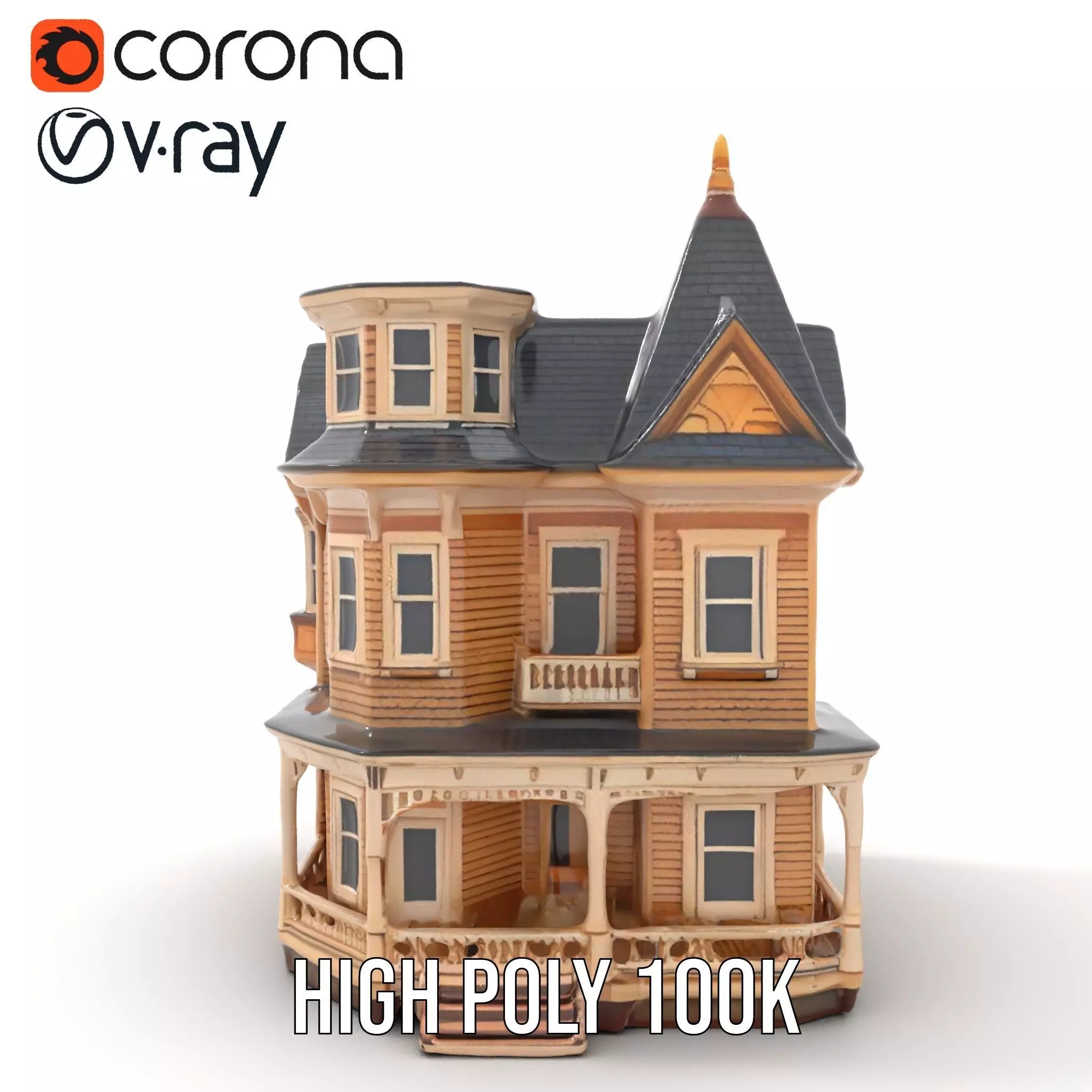 Victorian Wooden House model pack Low-poly 3D model_33