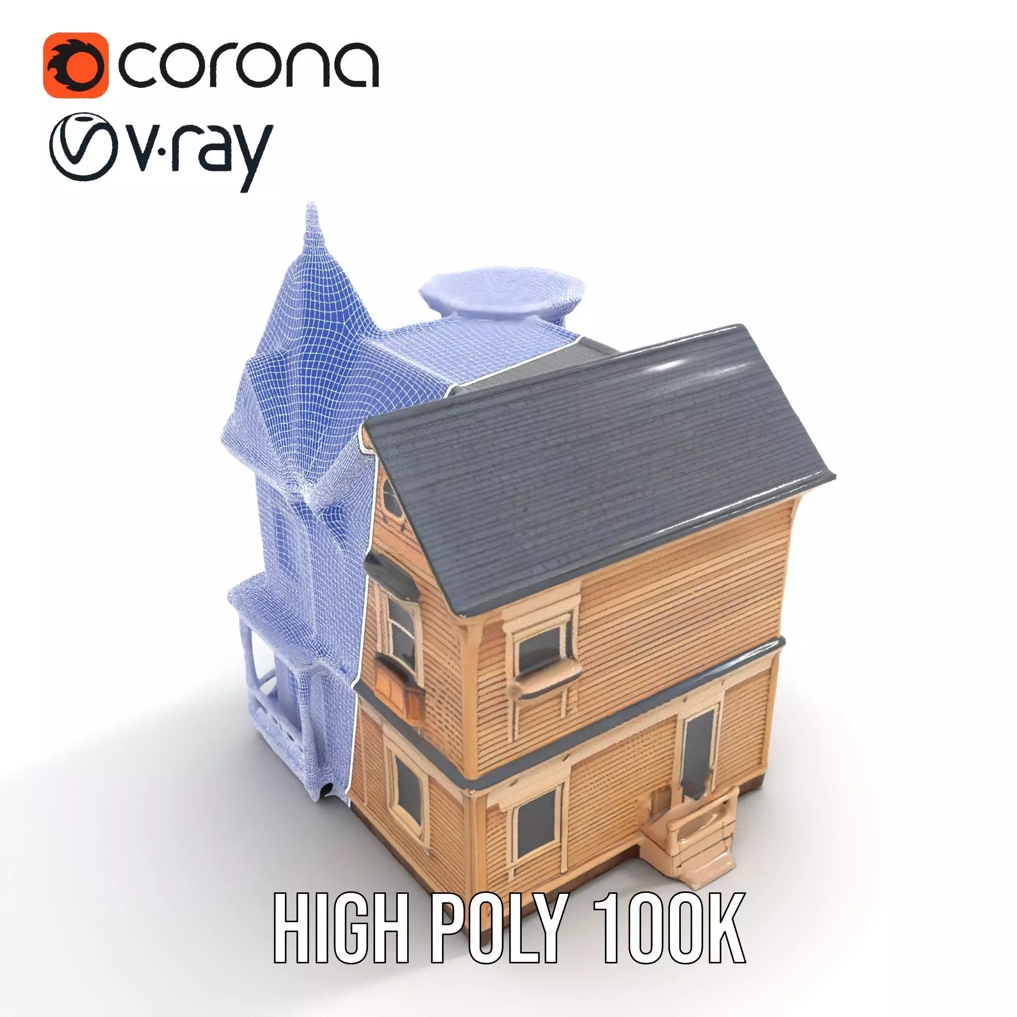 Victorian Wooden House model pack Low-poly 3D model_34