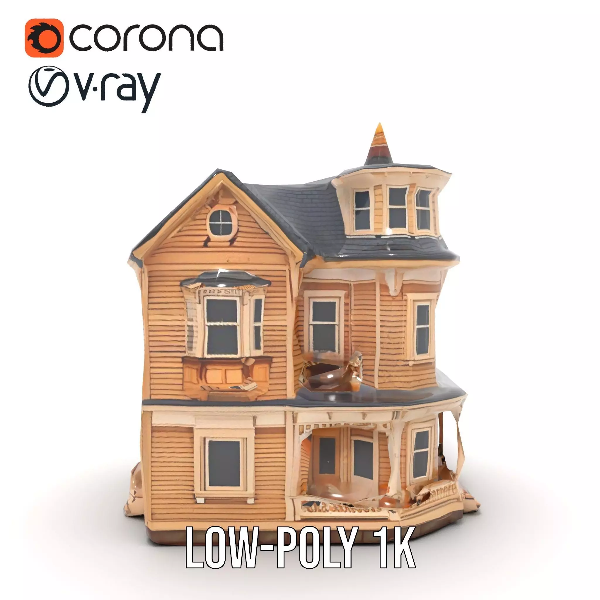 Victorian Wooden House model pack Low-poly 3D model_10