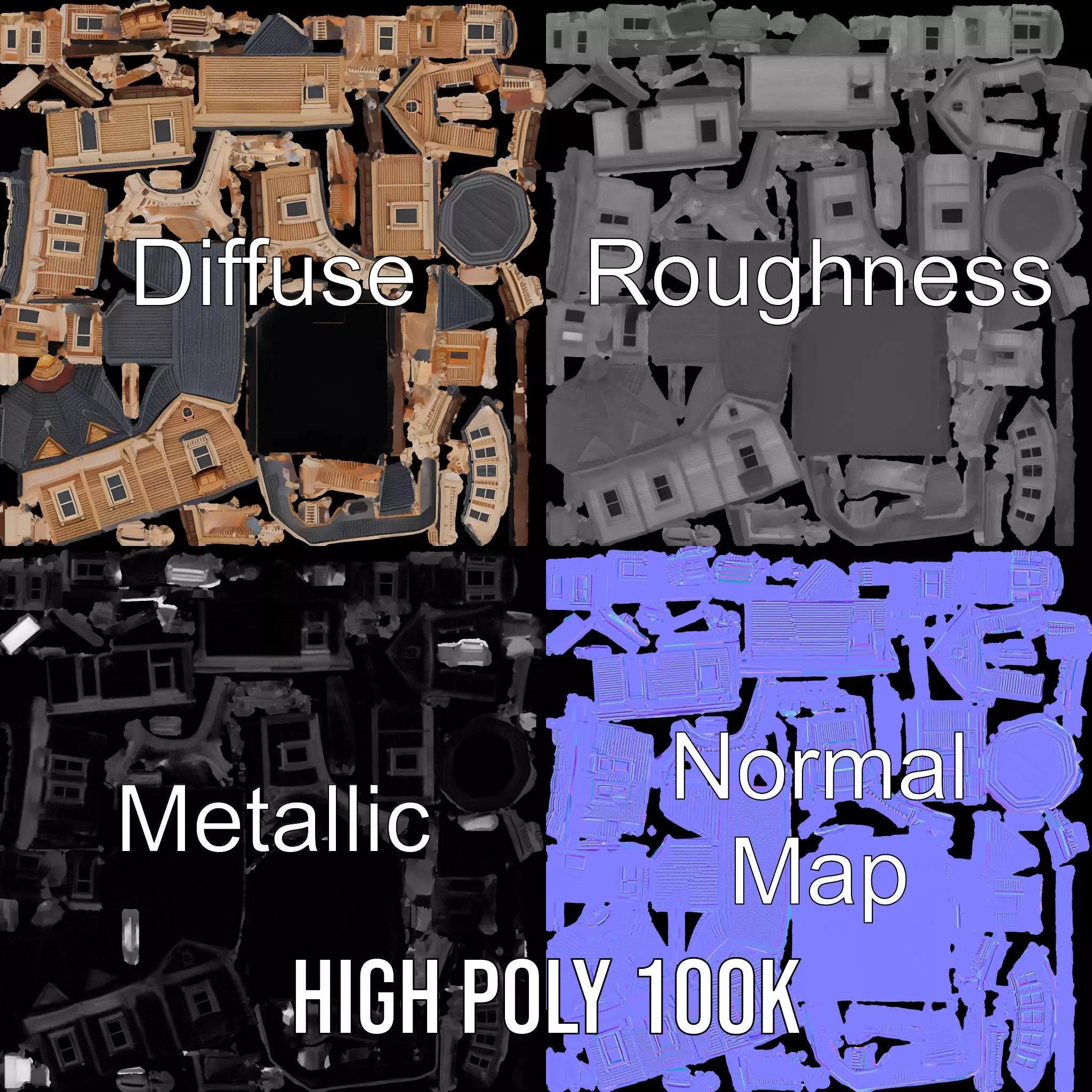 Victorian Wooden House model pack Low-poly 3D model_4