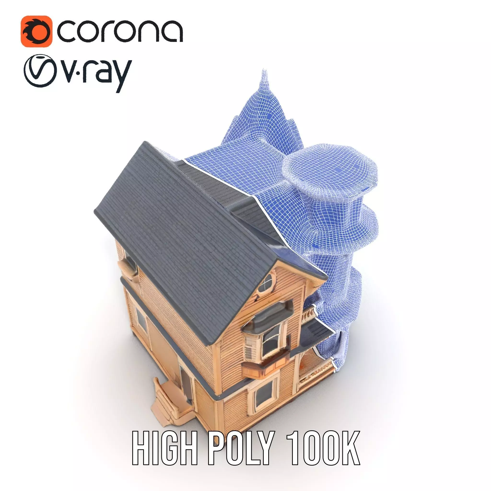 Victorian Wooden House model pack Low-poly 3D model_27