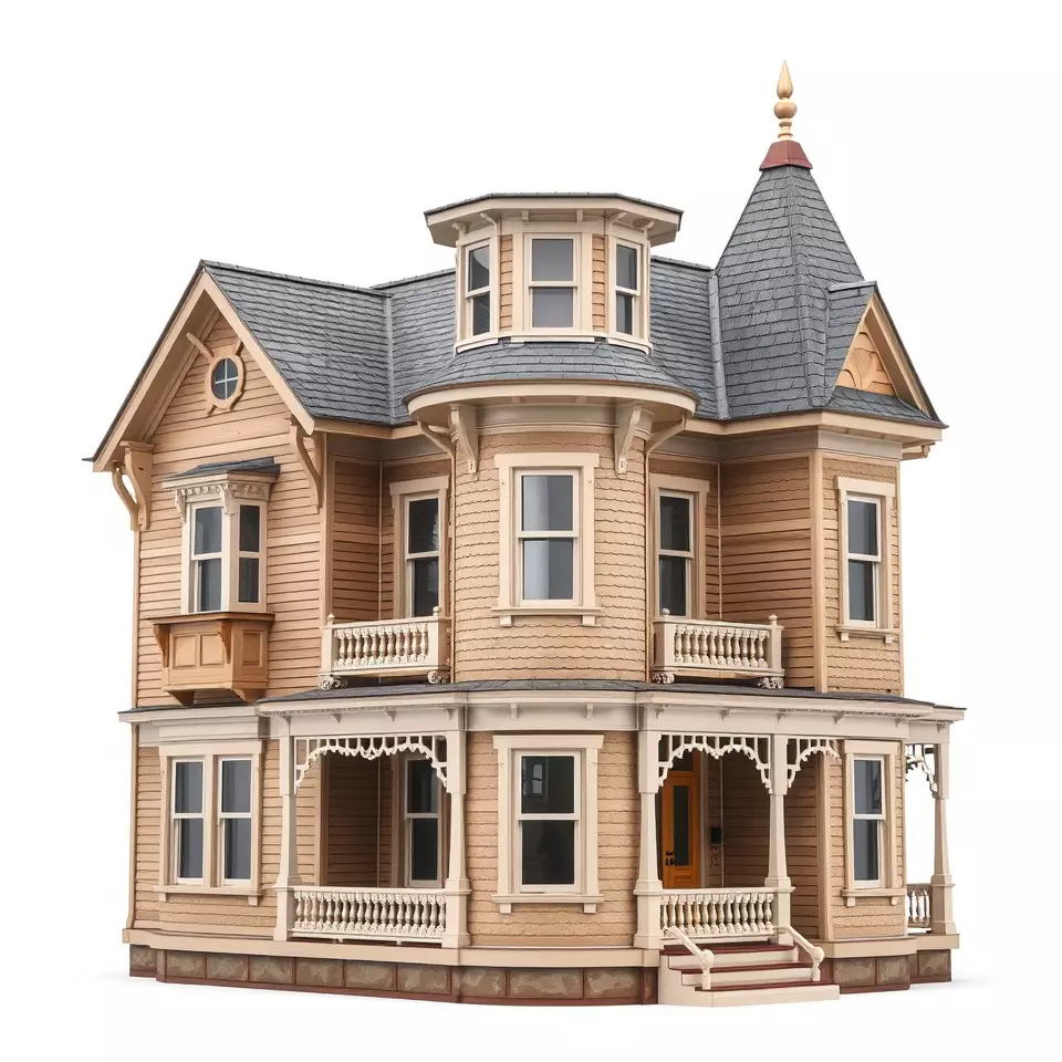 Victorian Wooden House model pack Low-poly 3D model_3