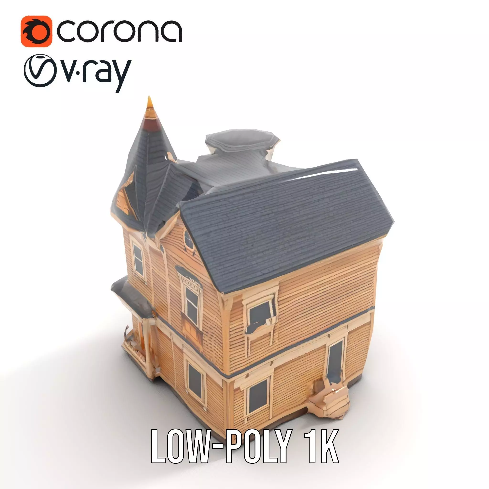 Victorian Wooden House model pack Low-poly 3D model_8