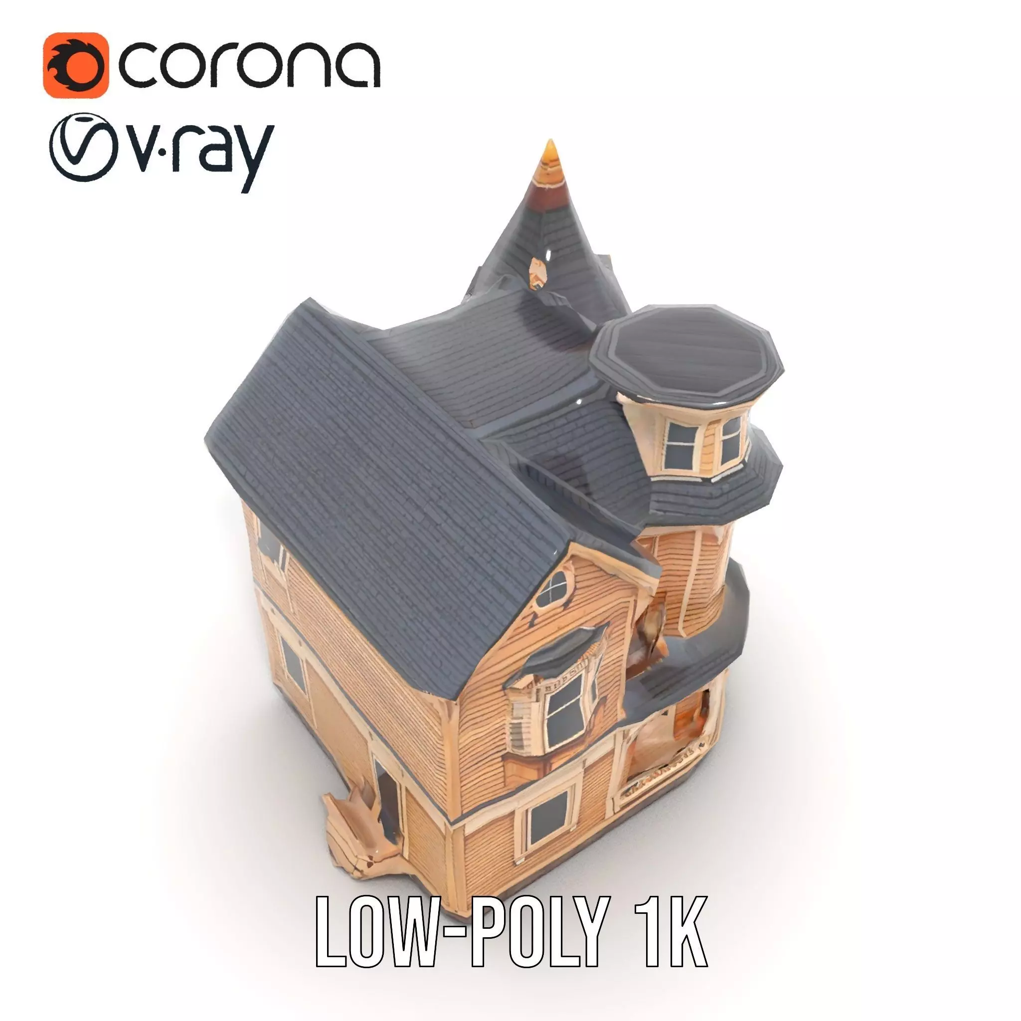 Victorian Wooden House model pack Low-poly 3D model_18