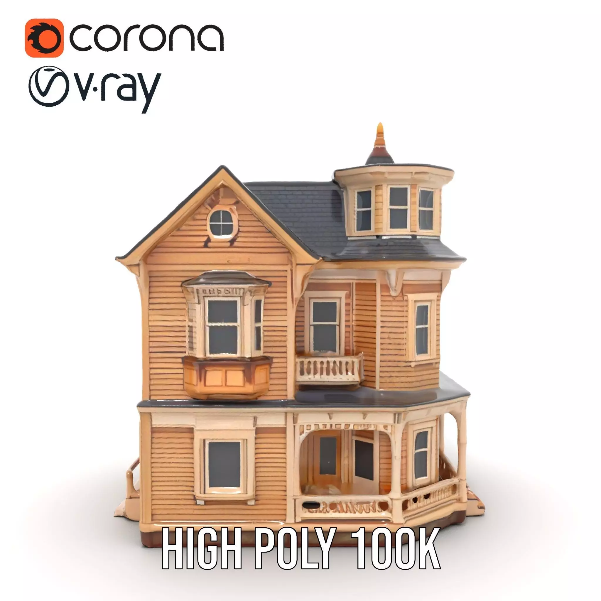 Victorian Wooden House model pack Low-poly 3D model_24