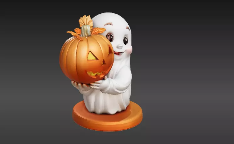 Pumpkin Hug Ghost 3D Print Model Cute Halloween Figurine 3D print model_5