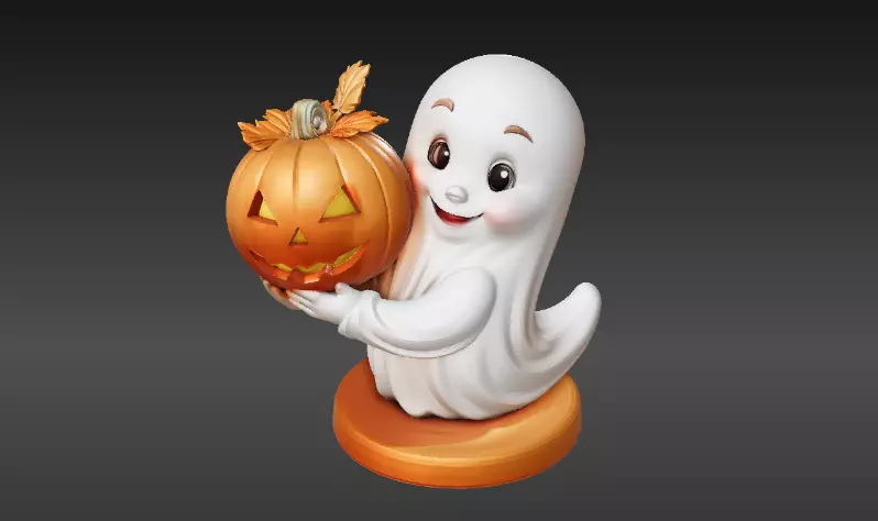 Pumpkin Hug Ghost 3D Print Model Cute Halloween Figurine 3D print model_2
