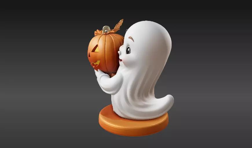 Pumpkin Hug Ghost 3D Print Model Cute Halloween Figurine 3D print model_1