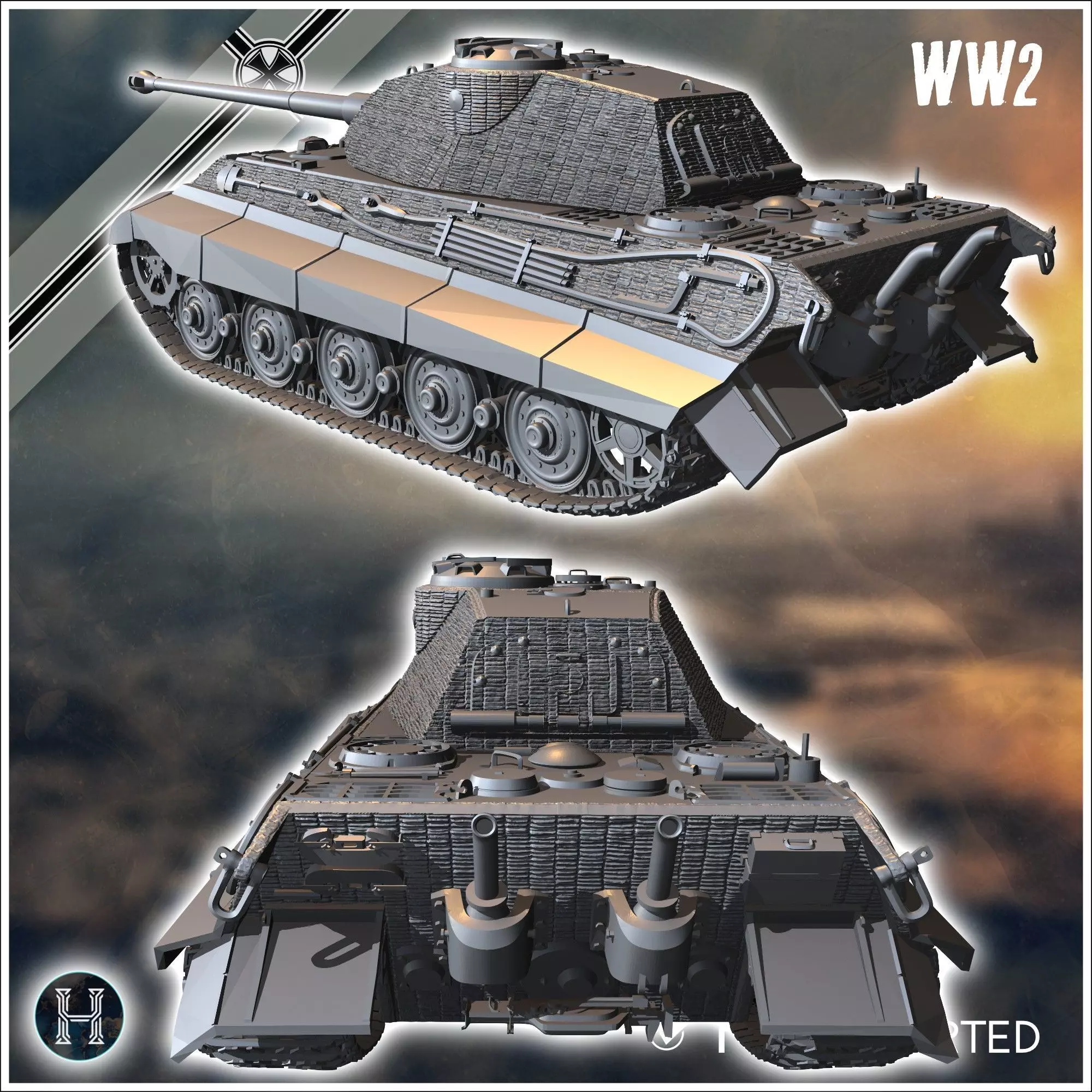 Panzer VI Tiger II Porsche - Germany Eastern Western Front Norma 3D print model_4