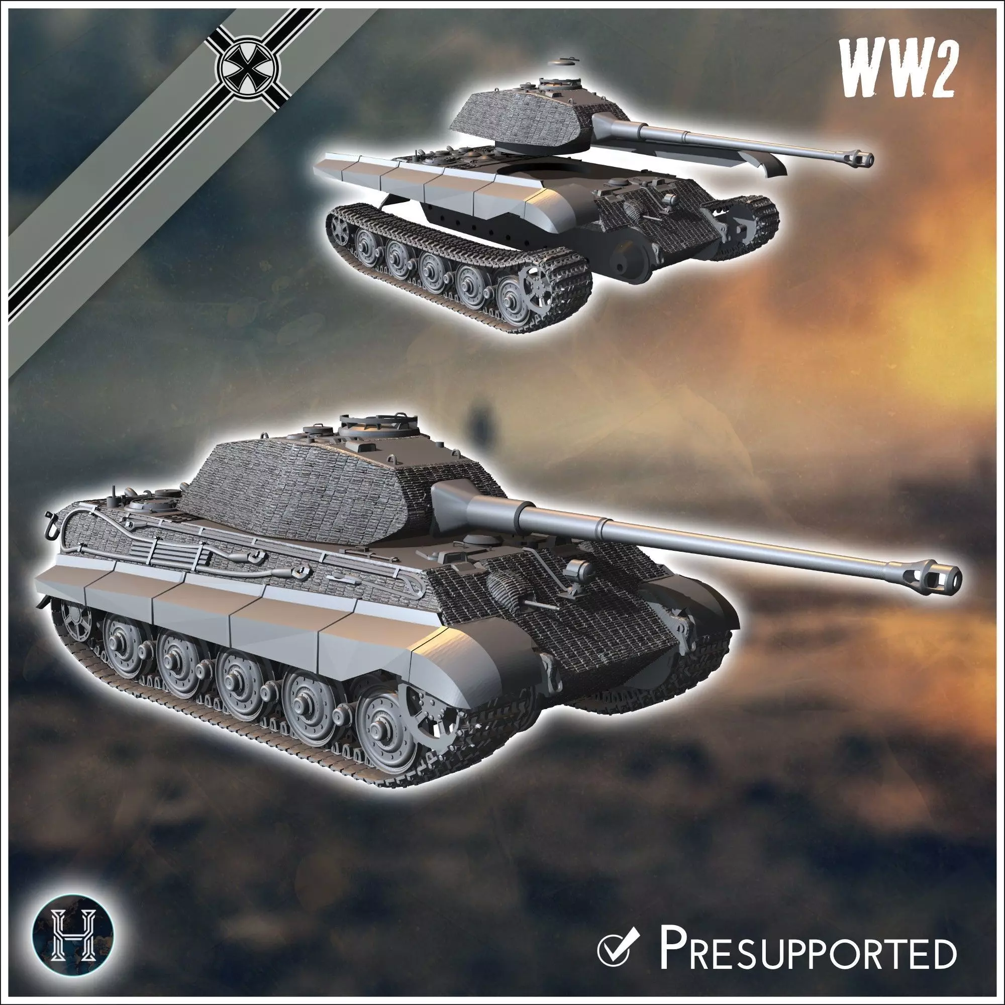 Panzer VI Tiger II Porsche - Germany Eastern Western Front Norma 3D print model_0