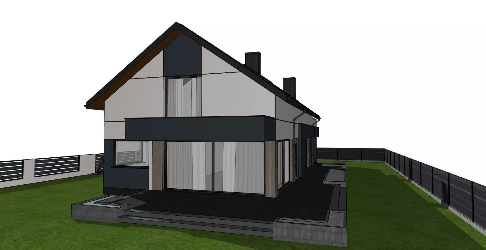 Modern Suburban House 3D Model Anthracite 3D model_5