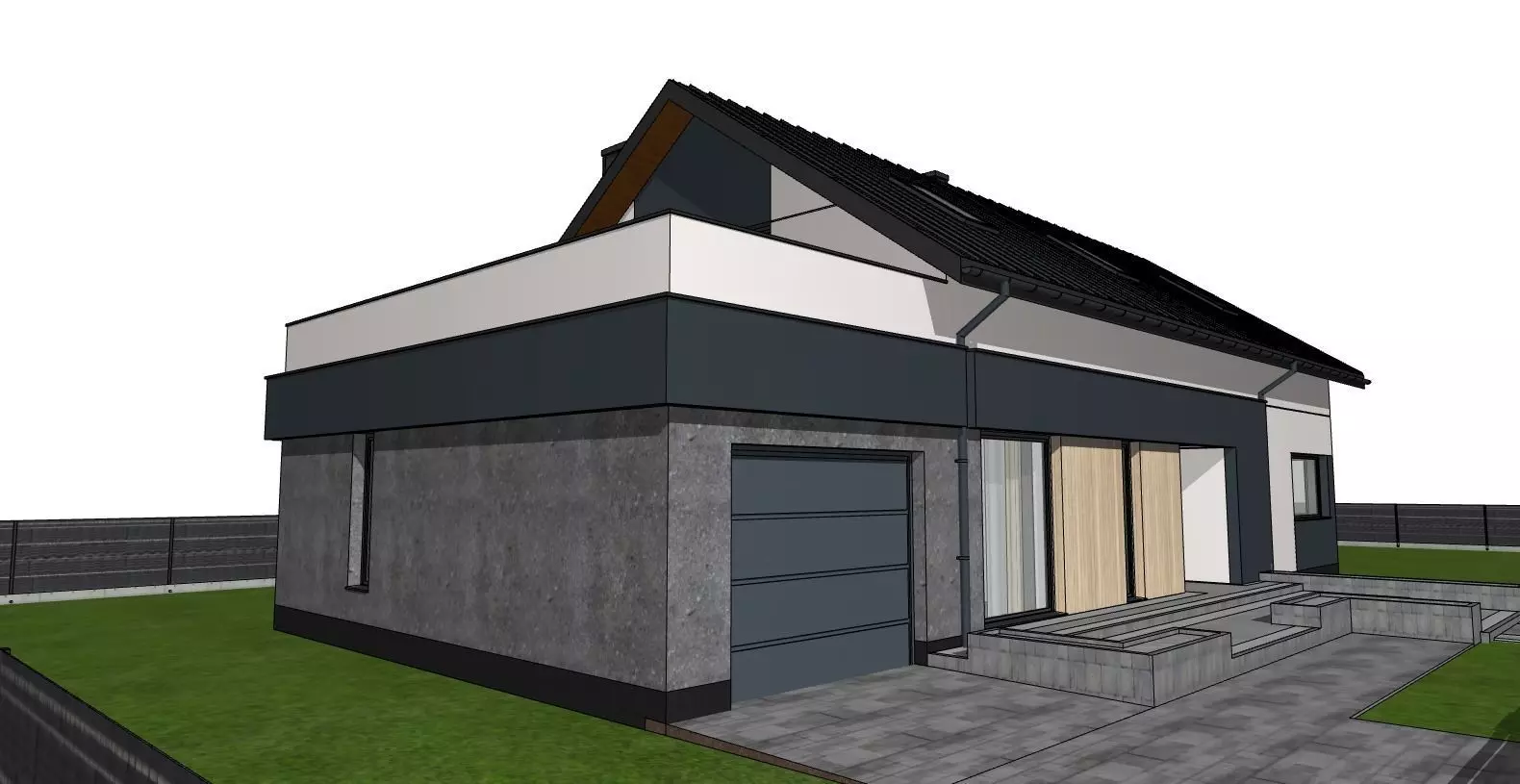 Modern Suburban House 3D Model Anthracite 3D model_11
