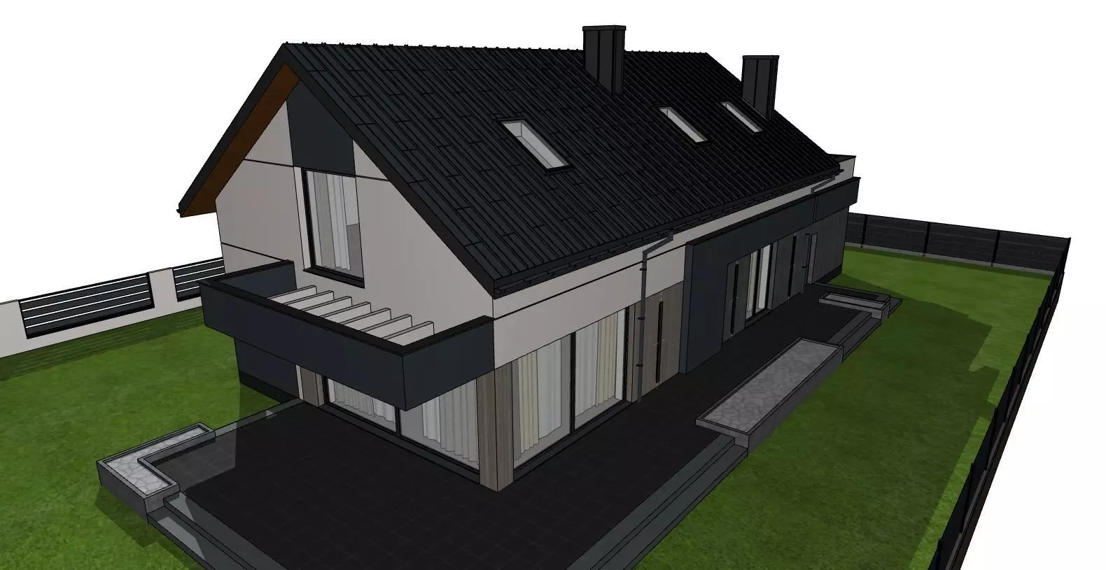 Modern Suburban House 3D Model Anthracite 3D model_3