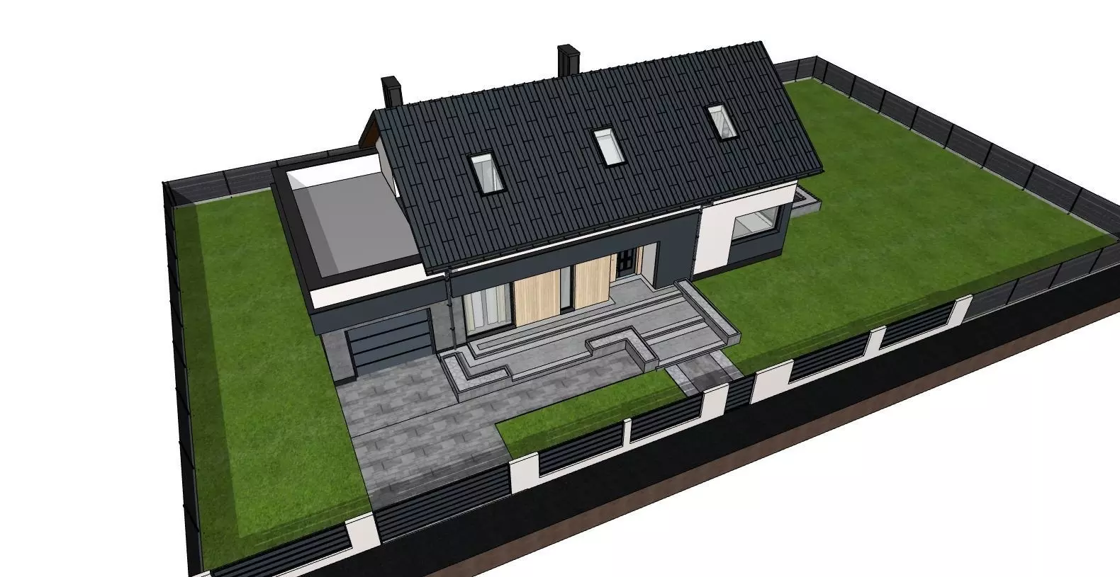 Modern Suburban House 3D Model Anthracite 3D model_1