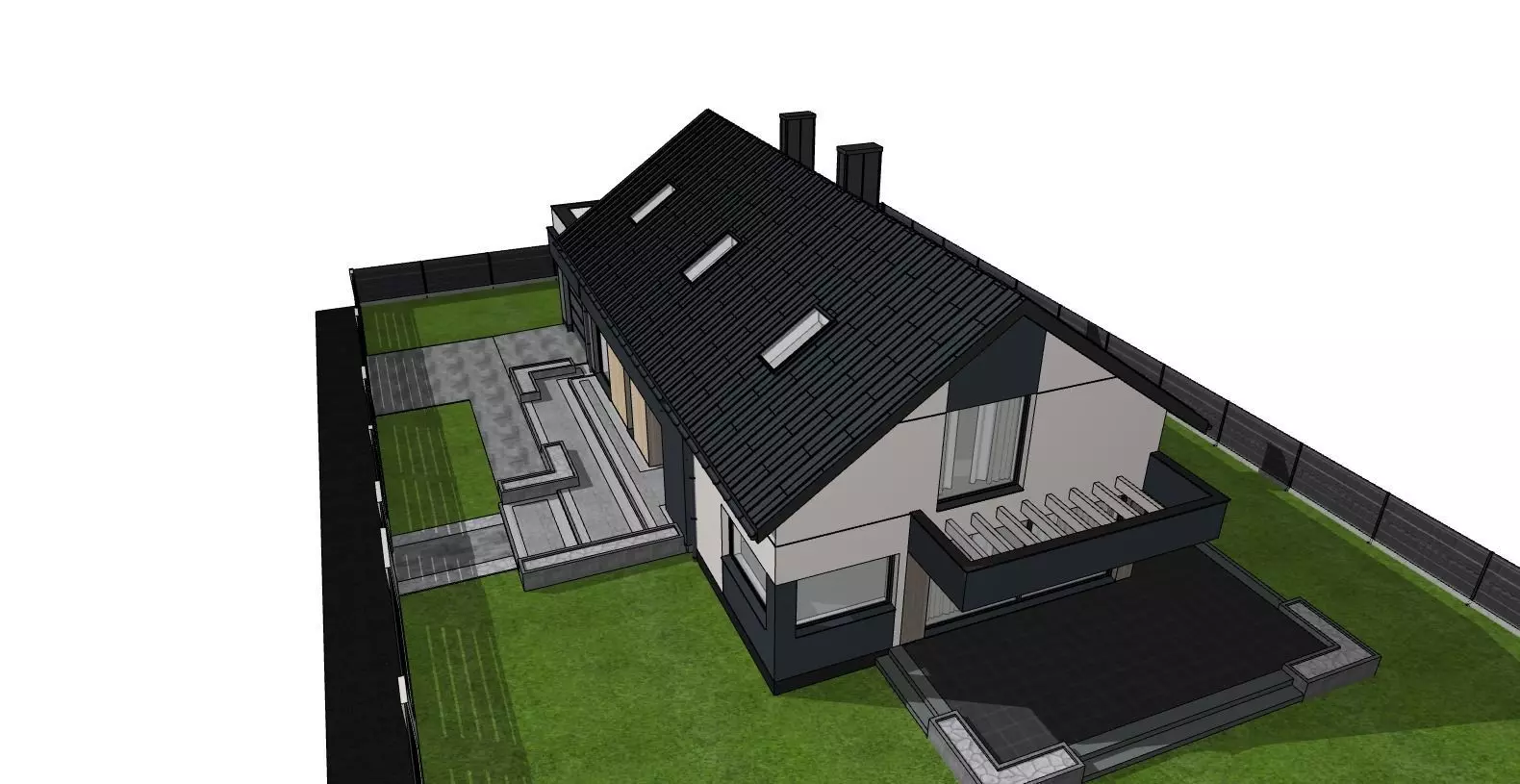 Modern Suburban House 3D Model Anthracite 3D model_2