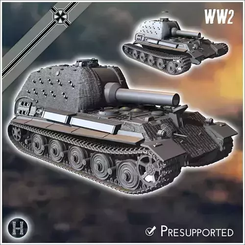 Sturmpanzers Bar 305mm L16 Geschutz - Germany Eastern Western Fr 3D print model