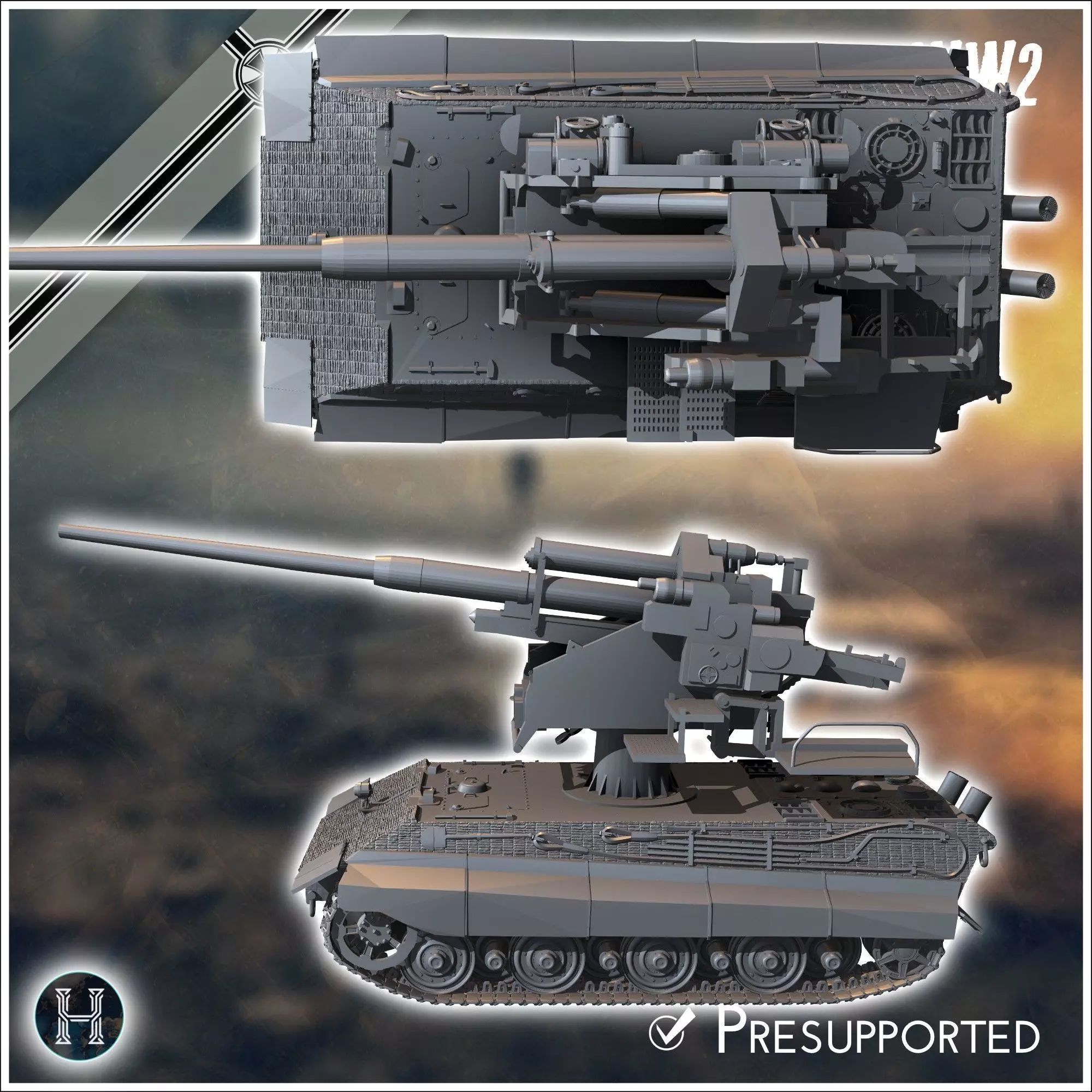 E-75 128mm Flak 40 Entwicklung - Germany Eastern Western Berlin 3D print model_1