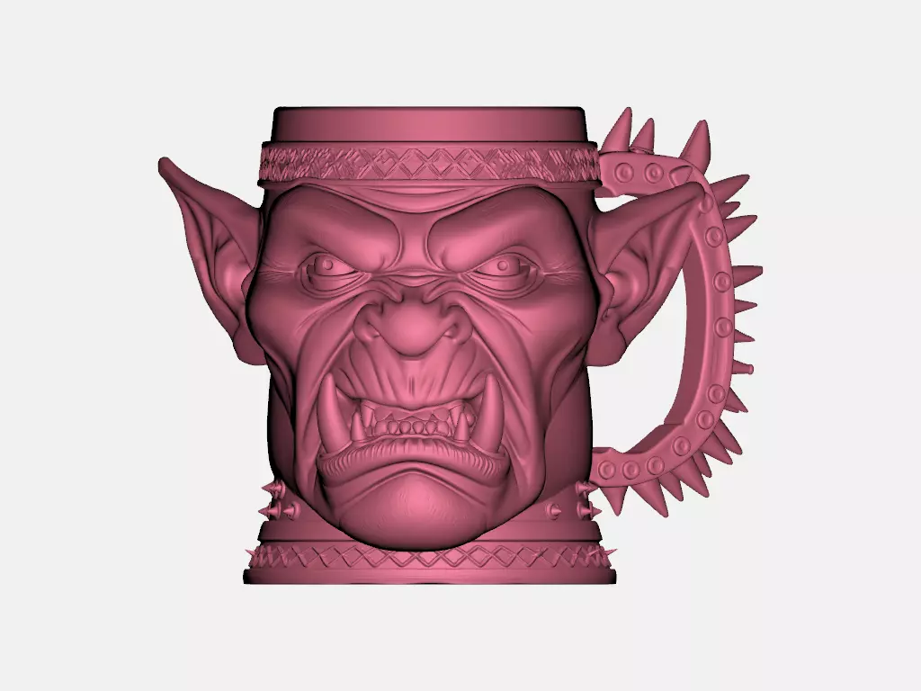 Orc mug Durga face  3D model_6