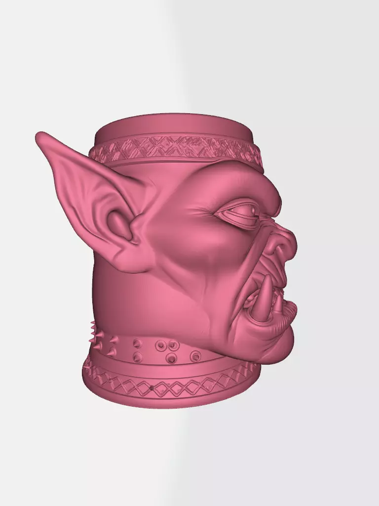 Orc mug Durga face  3D model_2