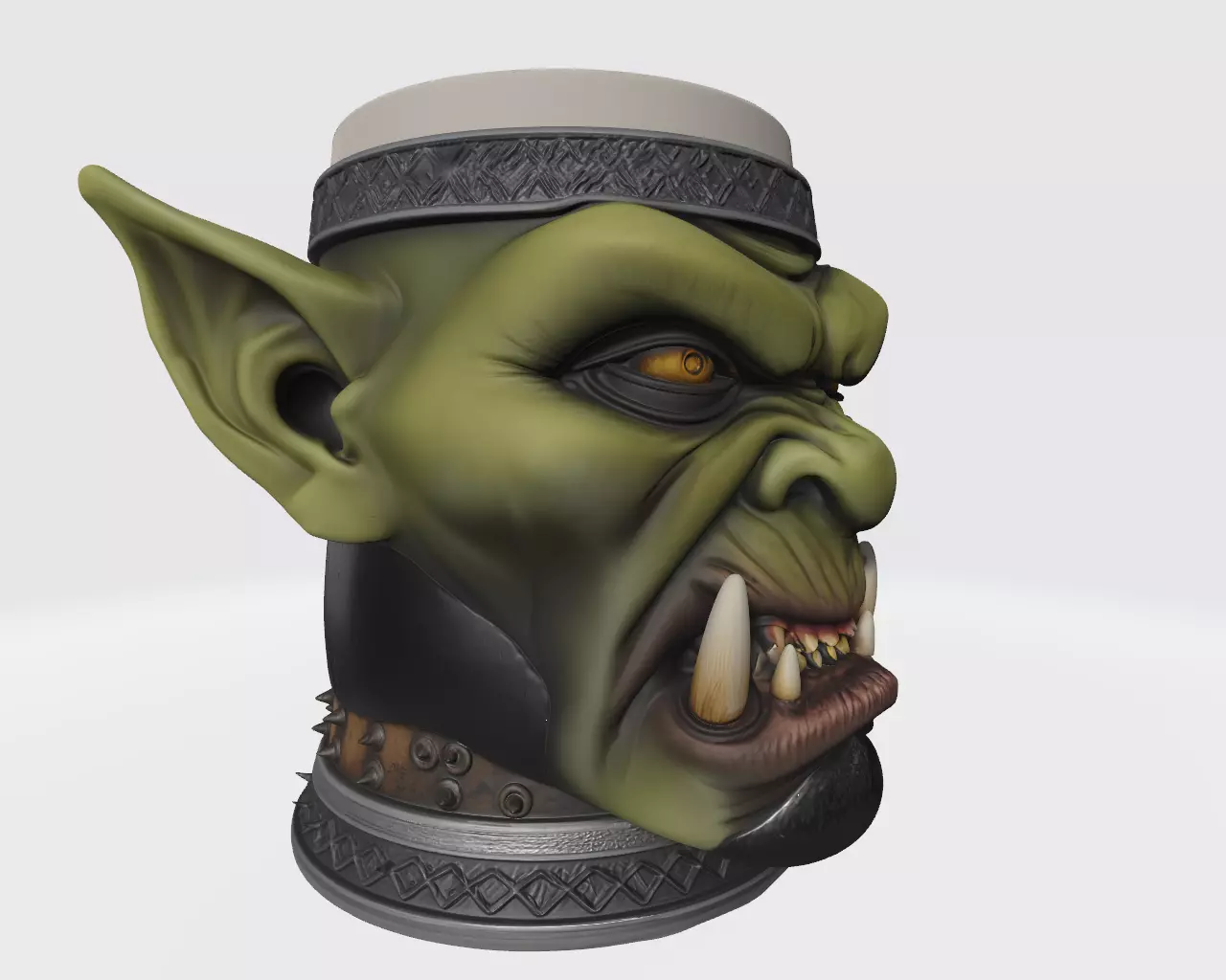 Orc mug Durga face  3D model_1