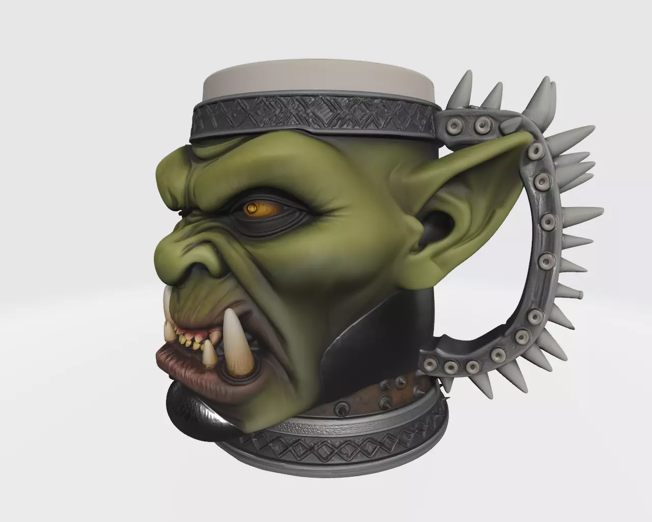 Orc mug Durga face  3D model_3