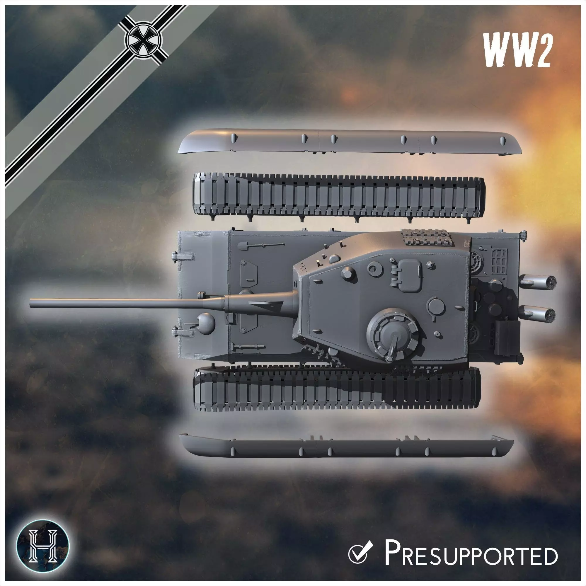 E-100 Ausf B Entwicklung super-heavy tank - Germany Eastern West 3D print model_4