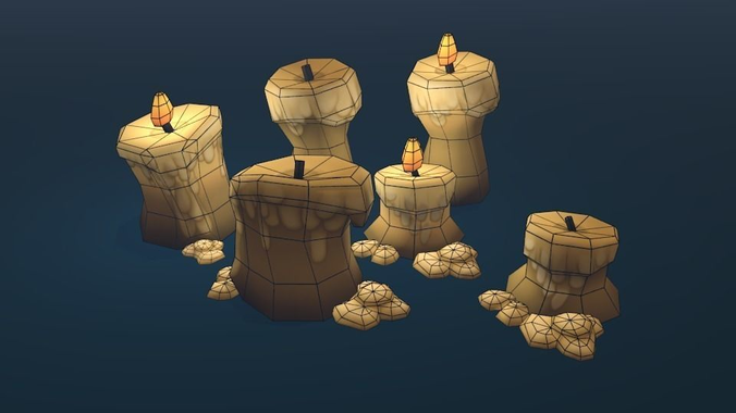 Taj Pack - Candles Low-poly 3D model
