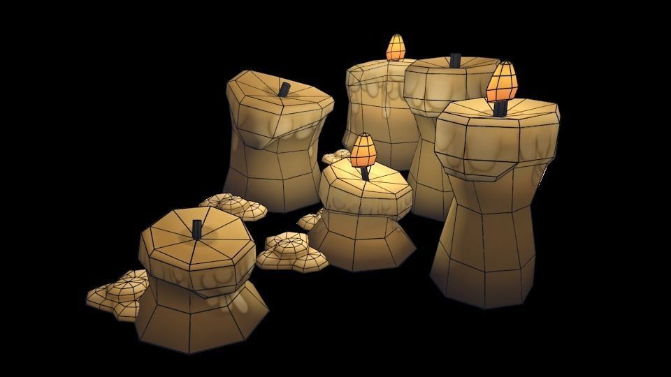 Taj Pack - Candles Low-poly 3D model_3