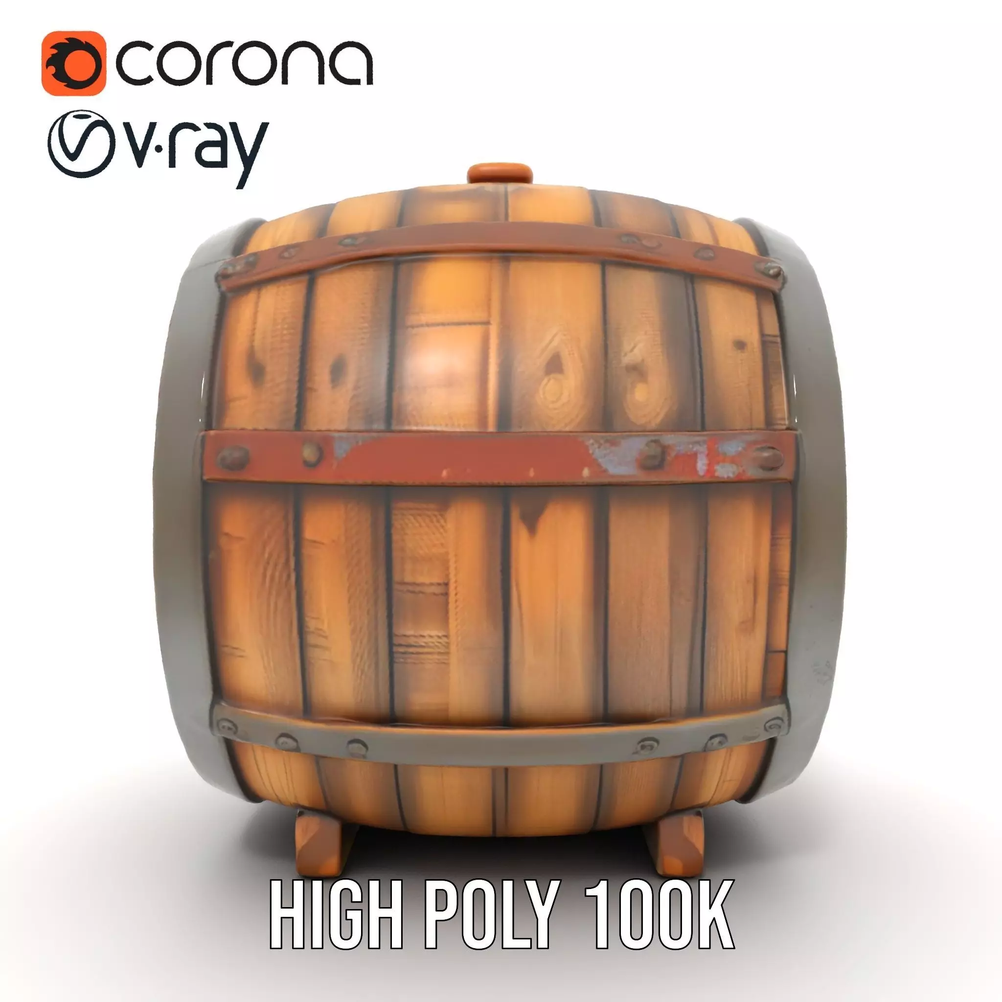 Rustic Wooden Barrel model pack Low-poly 3D model_27